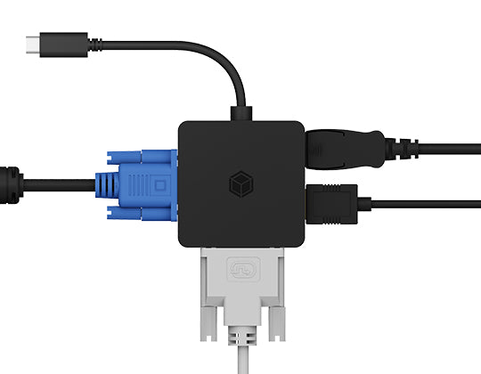 Adaptateur IcyBox 4 en 1 Adaptateur vidéo USB-C -&gt; VGA/HDMI/DVI-D