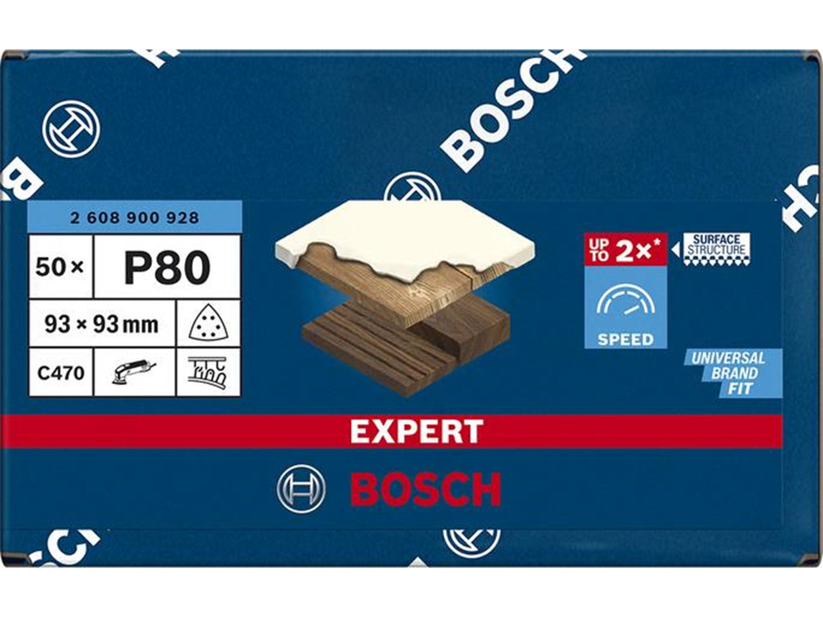 Bosch SLIBEBLAD DELTA 93MM K80 6H 50 STK