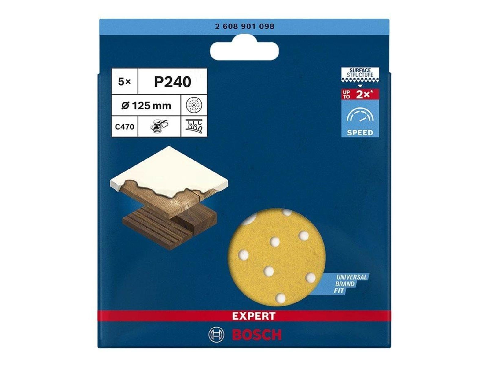 Bosch EXPERT C470 Random Orbital Sandpaper Perforated 125mm 5-Pack