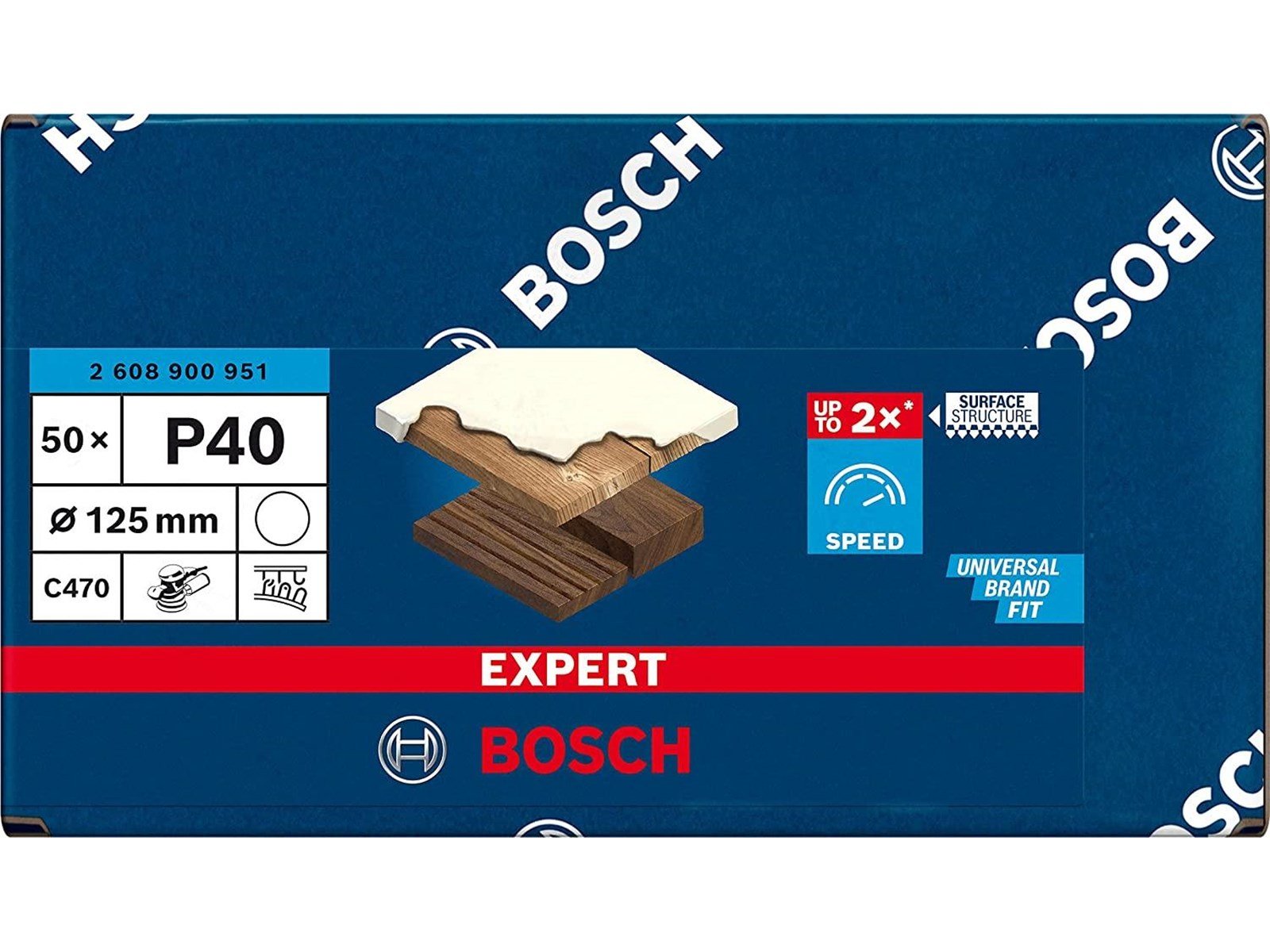 Bosch sanding sheet exc 125mm k40 50 pcs