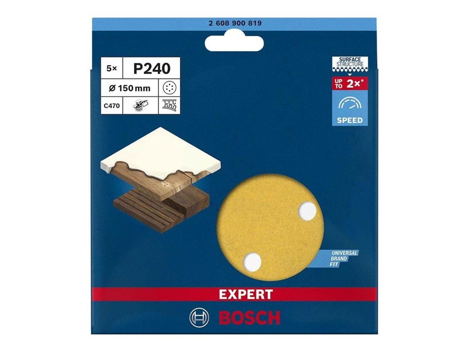 Bosch EXPERT C470 Eccentric Sandpaper Perforated 150 Mm 5-Pack