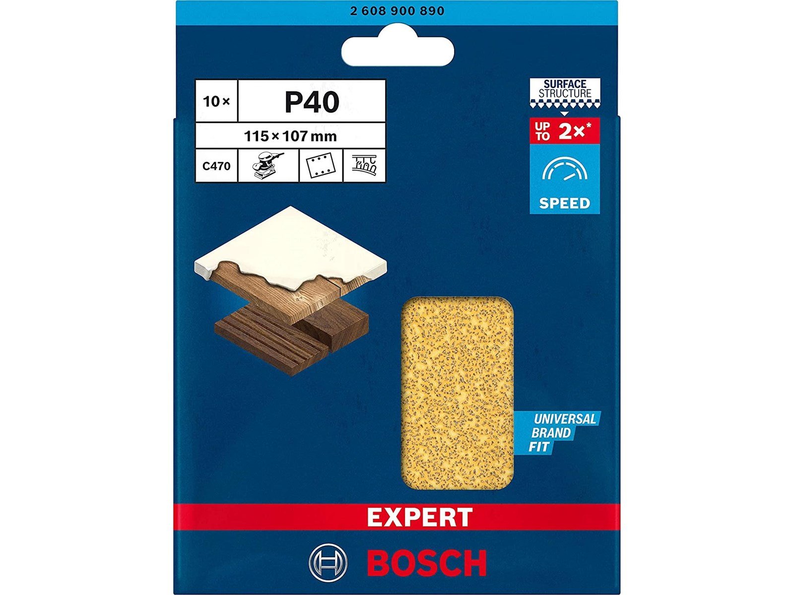Bosch EXPERT C470 Sandpaper for Fastest Sanding of Wood and Paint 10 pcs.