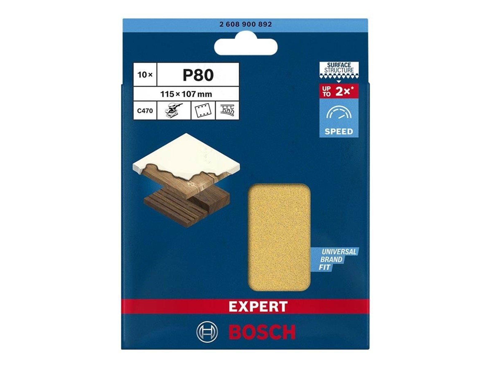 Bosch EXPERT C470 Orbital Sandpaper Perforated (L X W) 115 Mm X 107mm 10-Pack