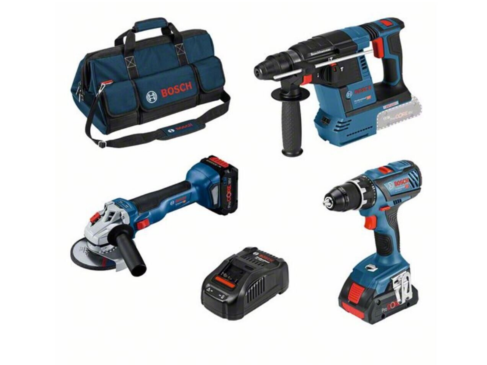 Bosch Professional COMBO SET 18V GSR/GWS/GBH 4&8AH PC BAG