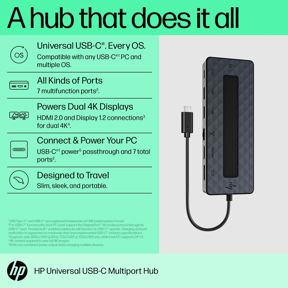 HP Notebook Dockingstation USB-C Universal Multi HUB 50H55AA