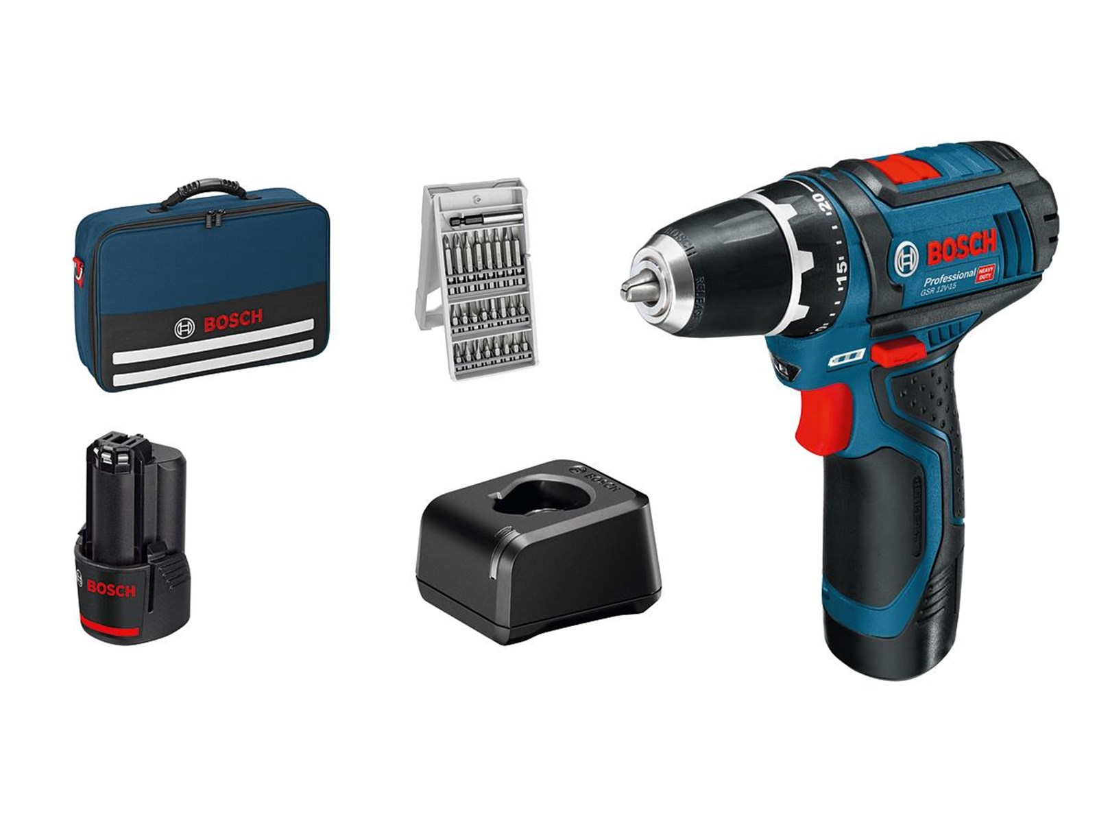 Bosch Professional GSR 12V-15 PROFESSIONAL BORE-/SKRUEMASKINE MED 2X