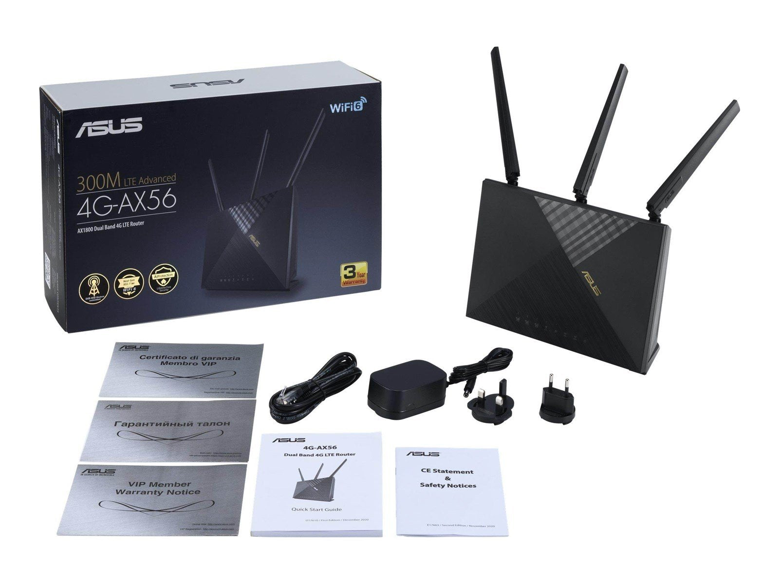 ASUS 4G-AX56 Cat.6 300Mbps Dual-Band WiFi 6 AX1800 LTE Router - 4G Wi-Fi 6