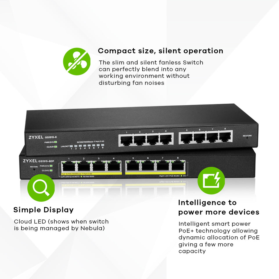 Zyxel GS1915-8 Port Smart Managed Layer2 NebulaFlex Switch