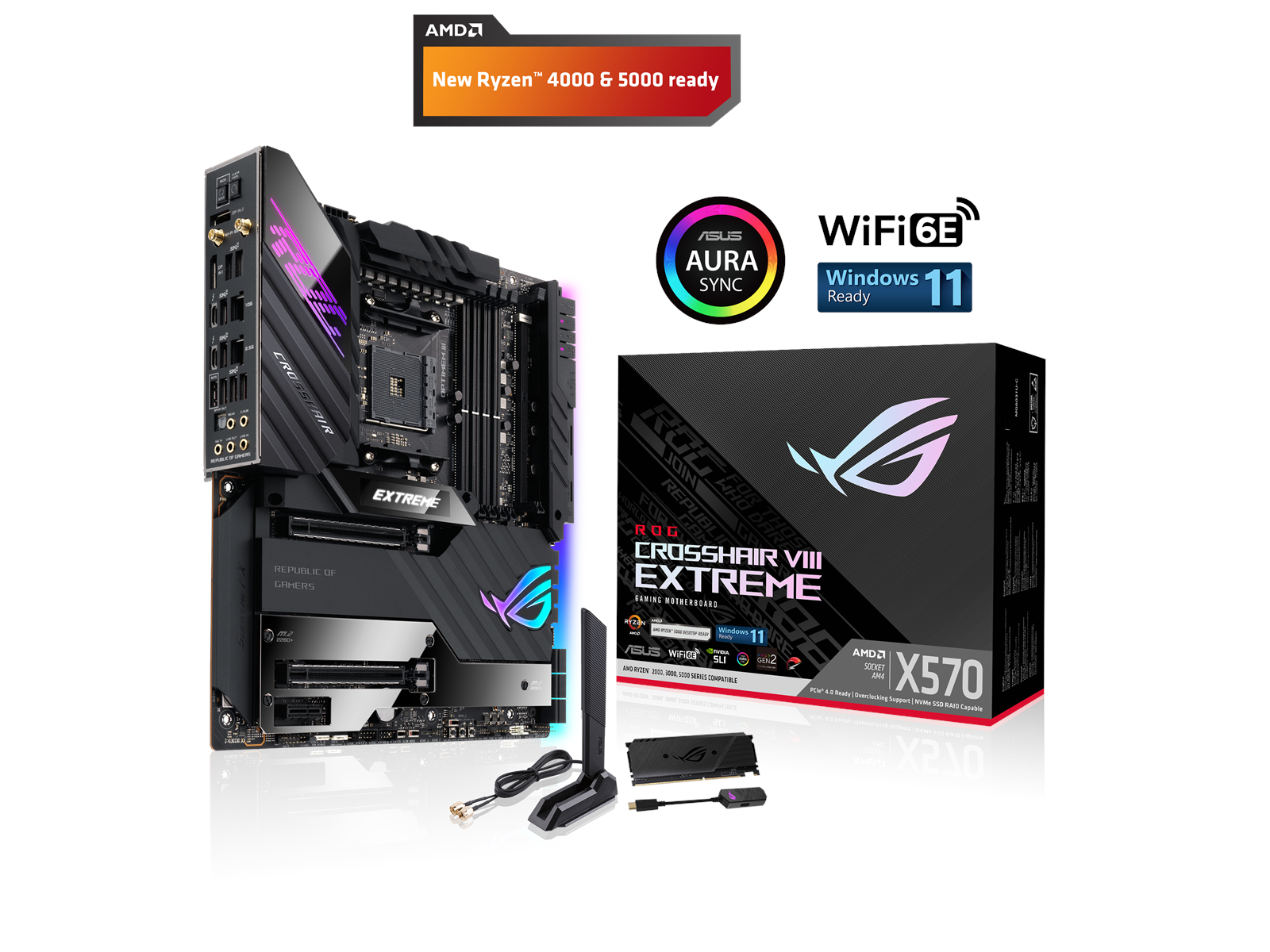 ASUS ROG CROSSHAIR VIII EXTREME Mainboard - AMD X570 - AMD AM4 socket - DDR4 RAM - Extended ATX