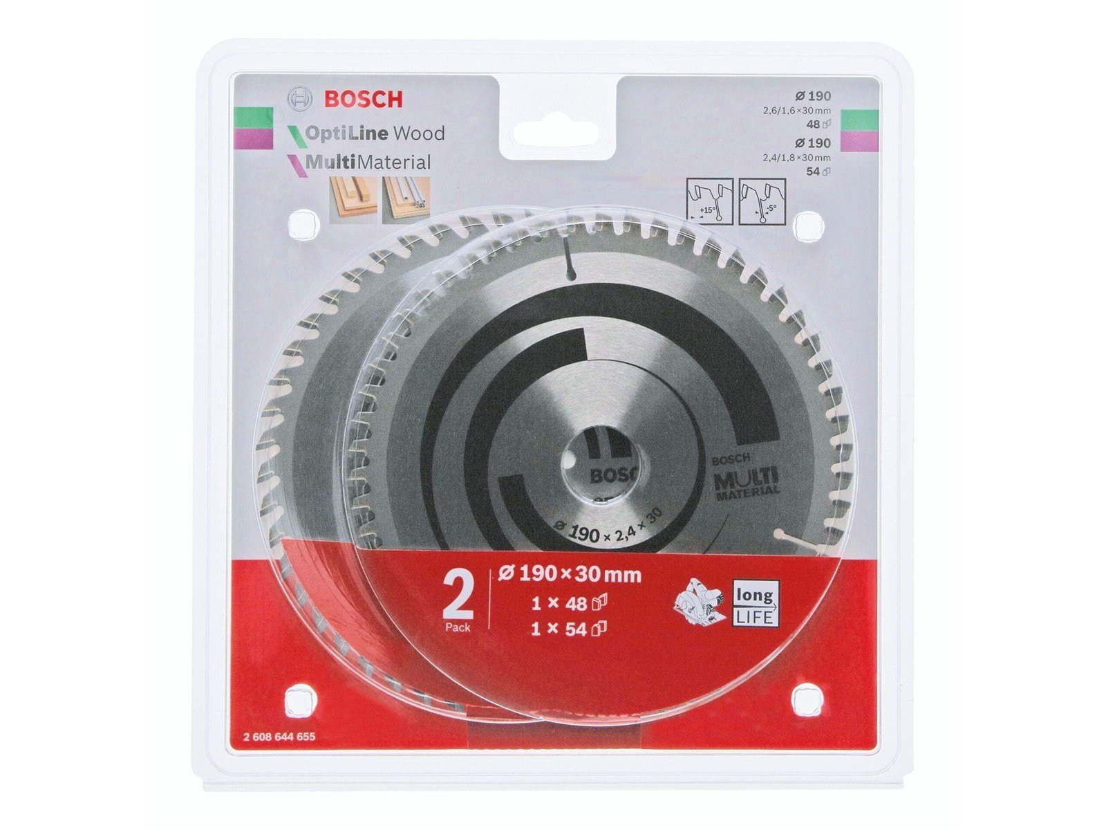 Bosch 1x Optiline Wood + 1x Multi Material Saw Bla