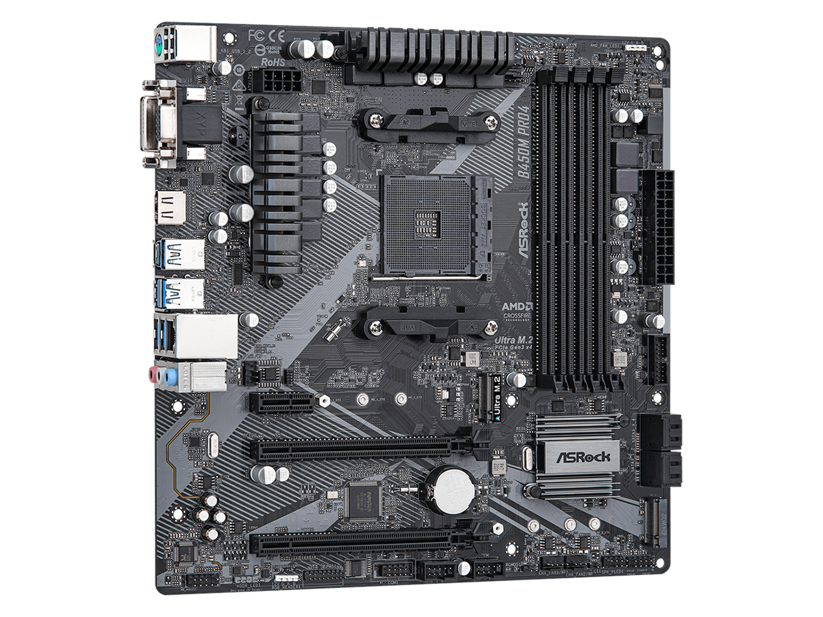 ASRock B450M Pro4 R2.0 Mainboard - AMD B450 - AMD AM4 socket - DDR4 RAM - Micro-ATX