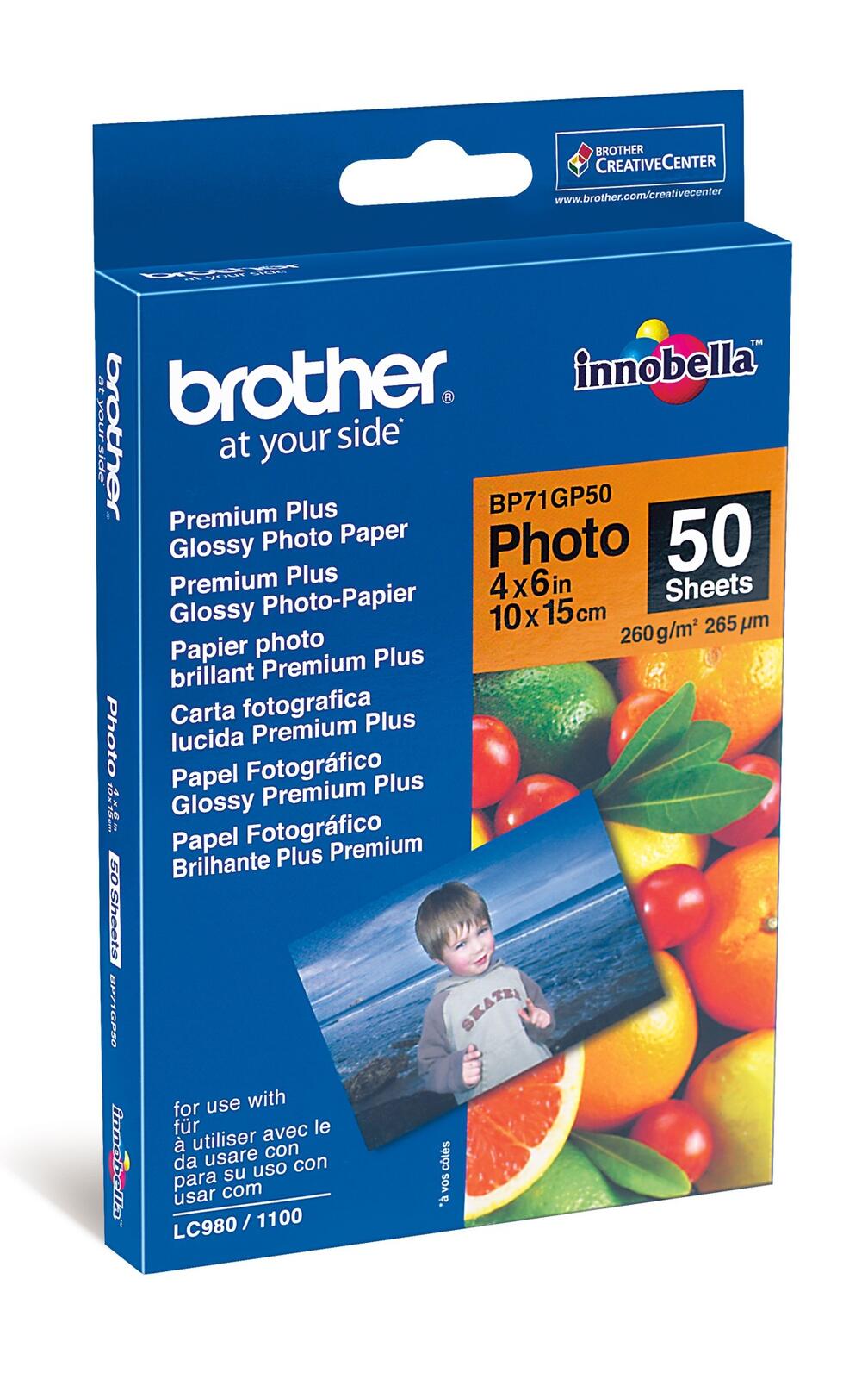 Brother BP - Fotopapier, glänzend - 100 x 150 mm - 50 Blatt - für DCP J132, J152, J525, J552, J752 MFC J245, J4410, J47