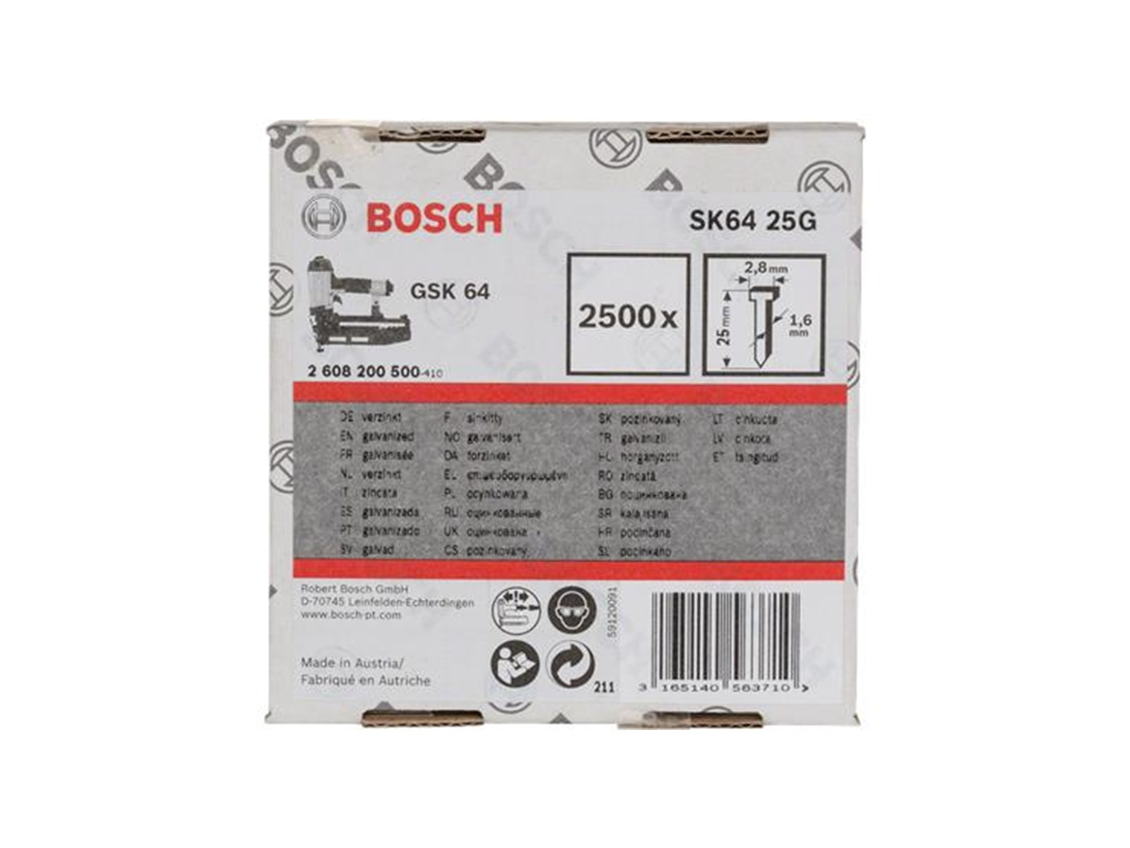 Bosch Nail with countersunk head 1.6/16G 40 mm 2500 pcs.