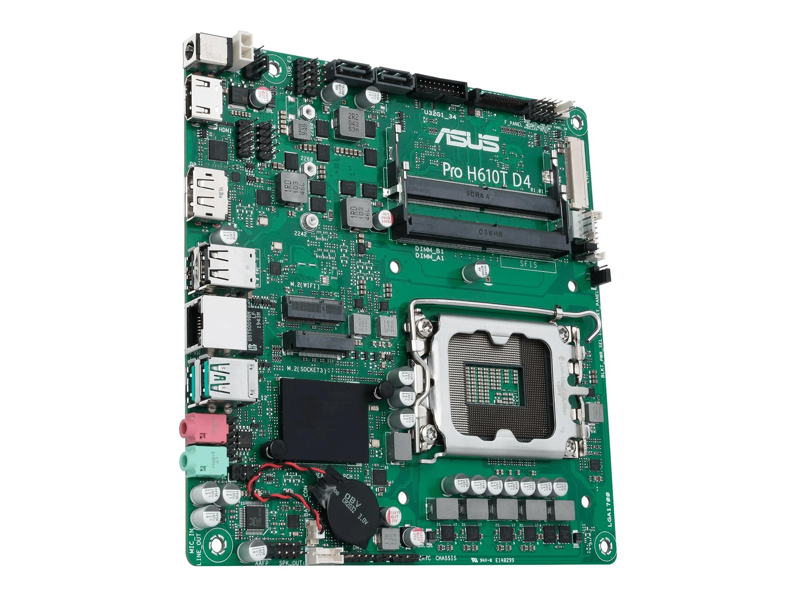 ASUS Pro H610T D4-CSM Mainboard - Intel H610 - Intel LGA1700 socket - DDR4 RAM - Thin Mini-ITX