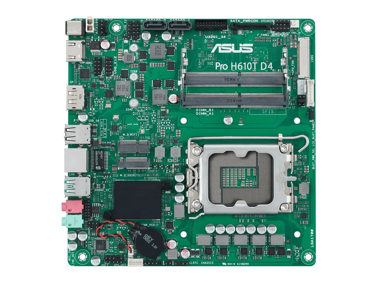 ASUS Pro H610T D4-CSM Mainboard - Intel H610 - Intel LGA1700 socket - DDR4 RAM - Thin Mini-ITX
