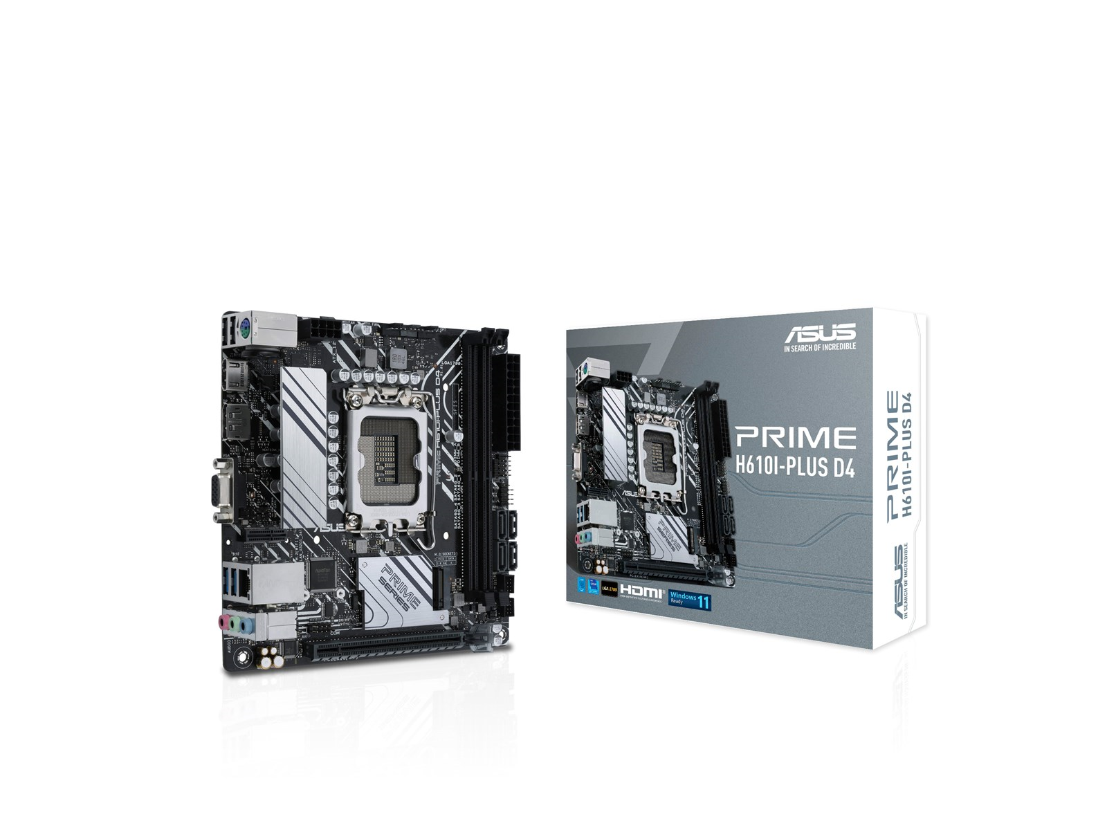 ASUS PRIME H610I-PLUS D4 Mainboard - Intel H610 - Intel LGA1700 socket - DDR4 RAM - Mini-ITX