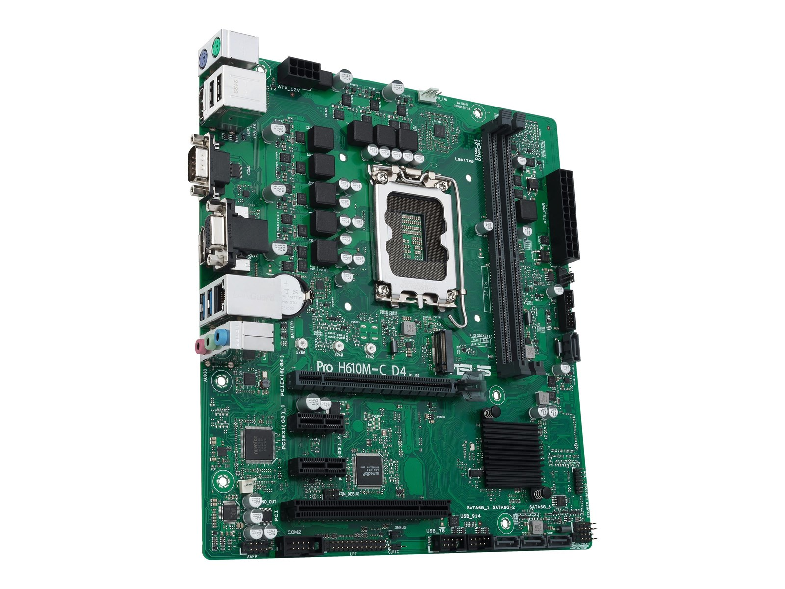 ASUS PRO H610M-C D4-CSM Mainboard - Intel H610 - Intel LGA1700 socket - DDR4 RAM - Micro-ATX