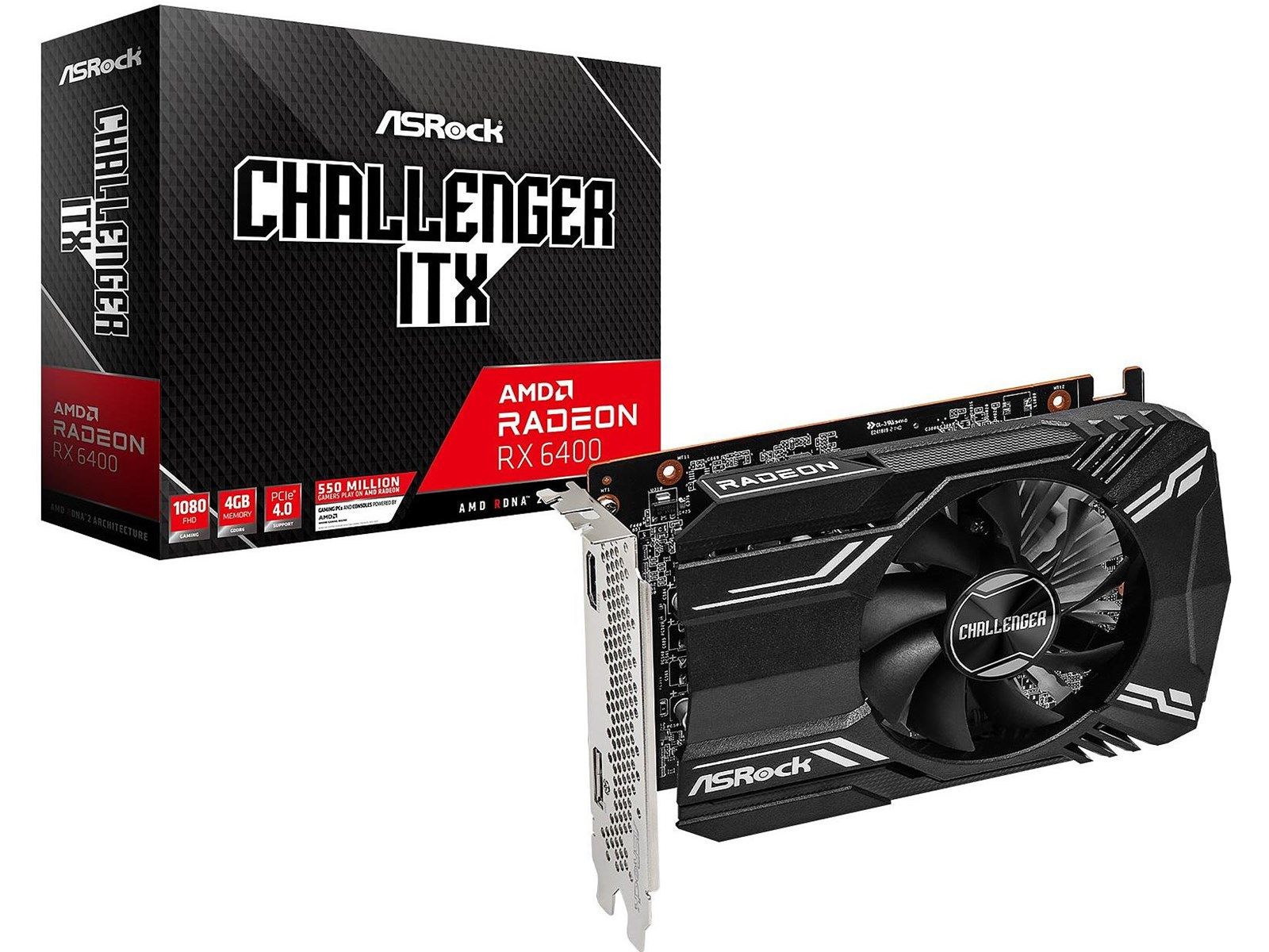 ASRock Radeon RX 6400 Challenger ITX - 4GB GDDR6 RAM - Grafikkarte
