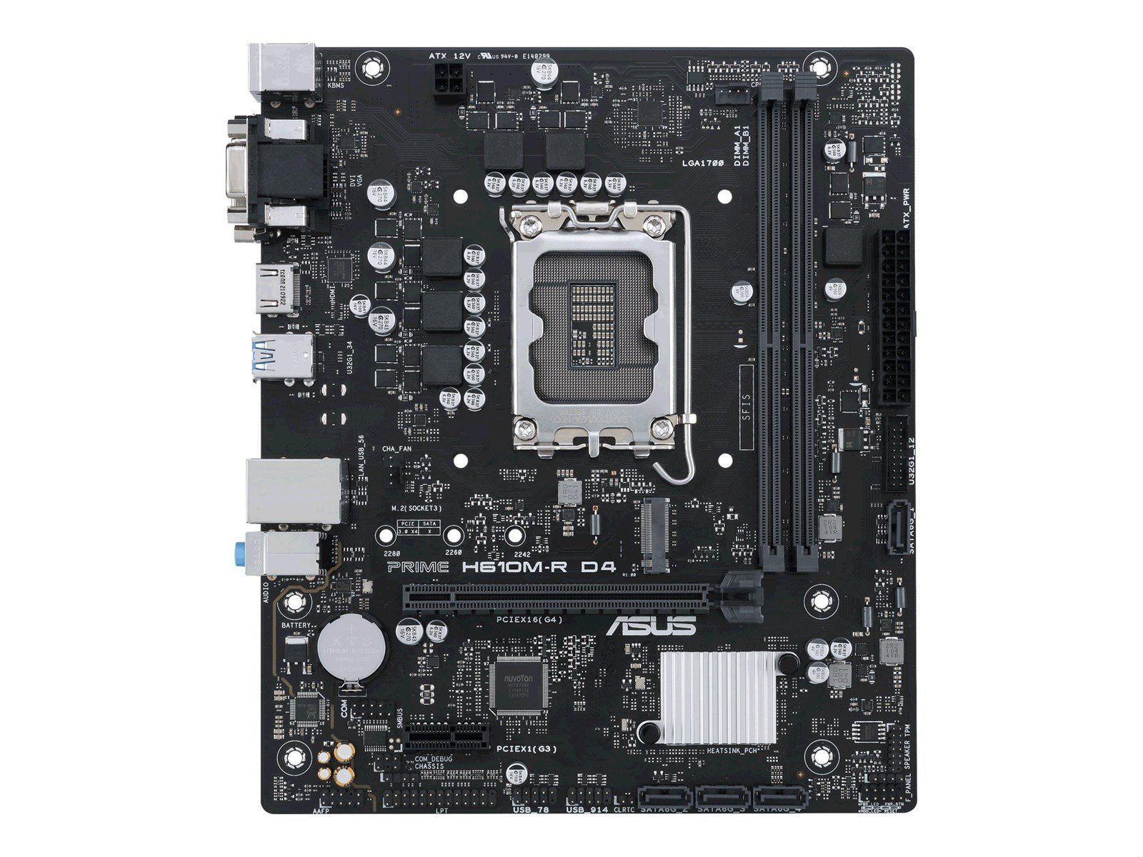 ASUS PRIME H610M-R D4 Mainboard - Intel H610 - Intel LGA1700 socket - DDR4 RAM - Micro-ATX