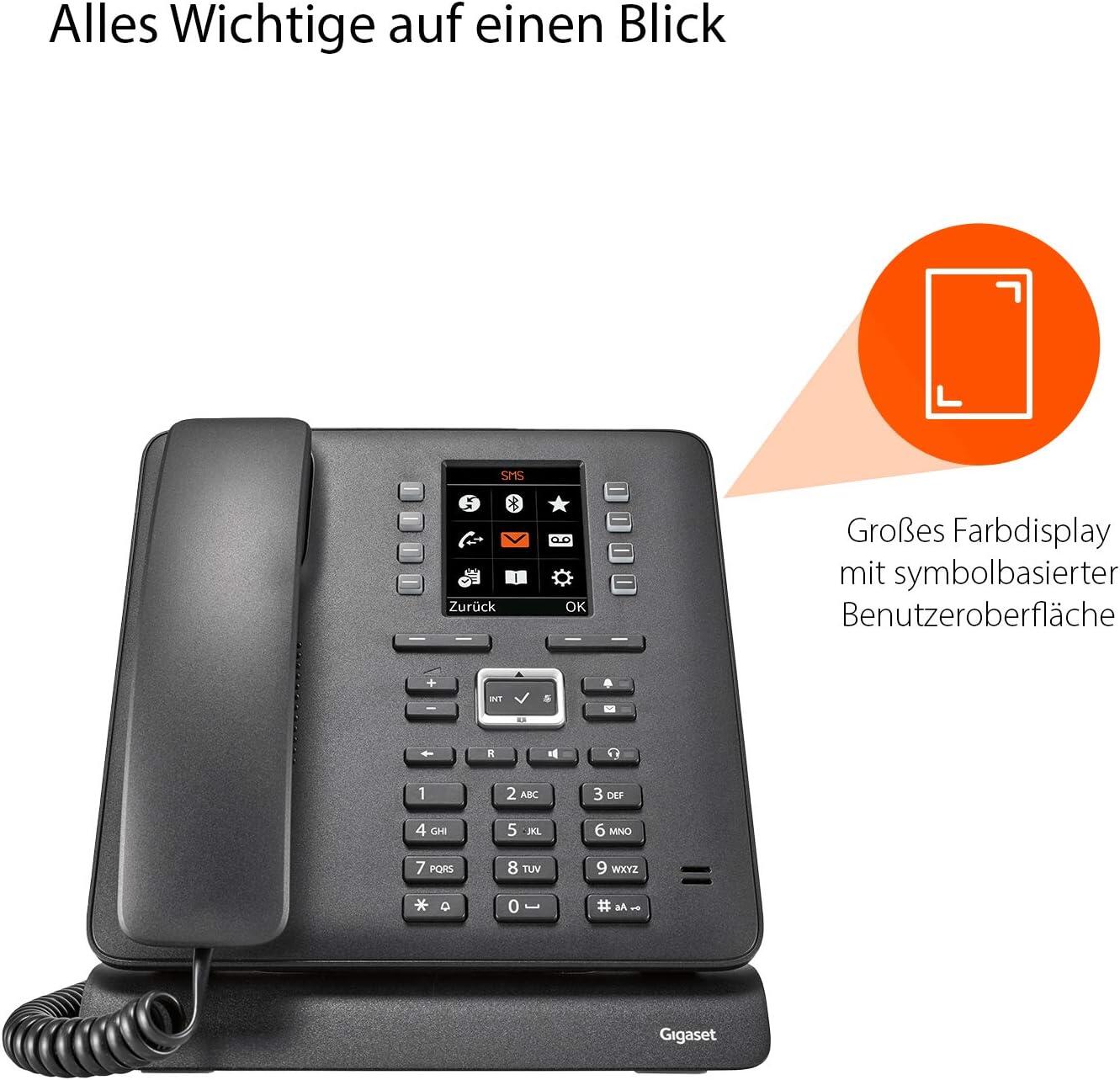 Gigaset T480HX Tischtelefon zum schnurlosen Anschluss - schwarz