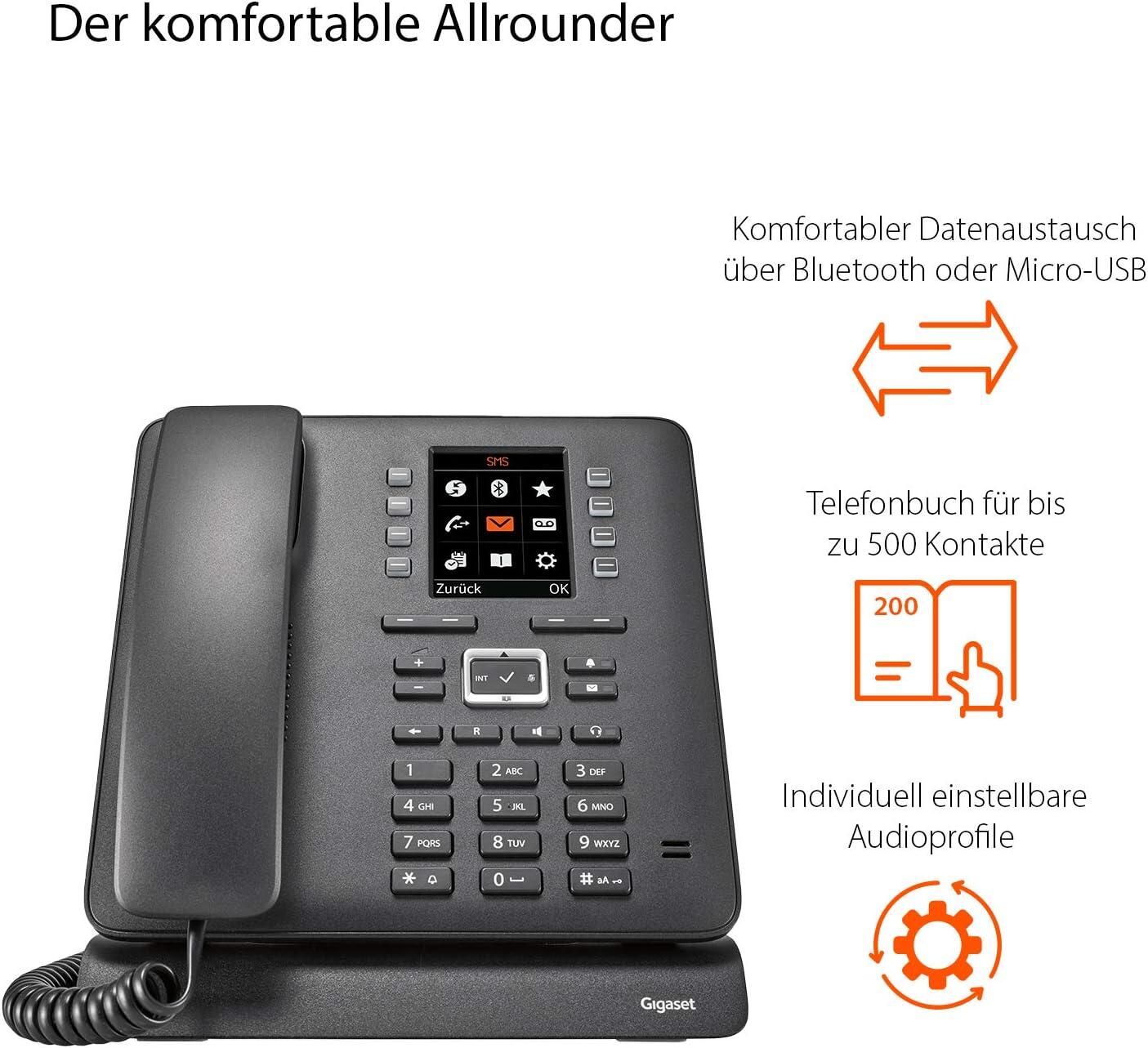 Gigaset T480HX Tischtelefon zum schnurlosen Anschluss - schwarz