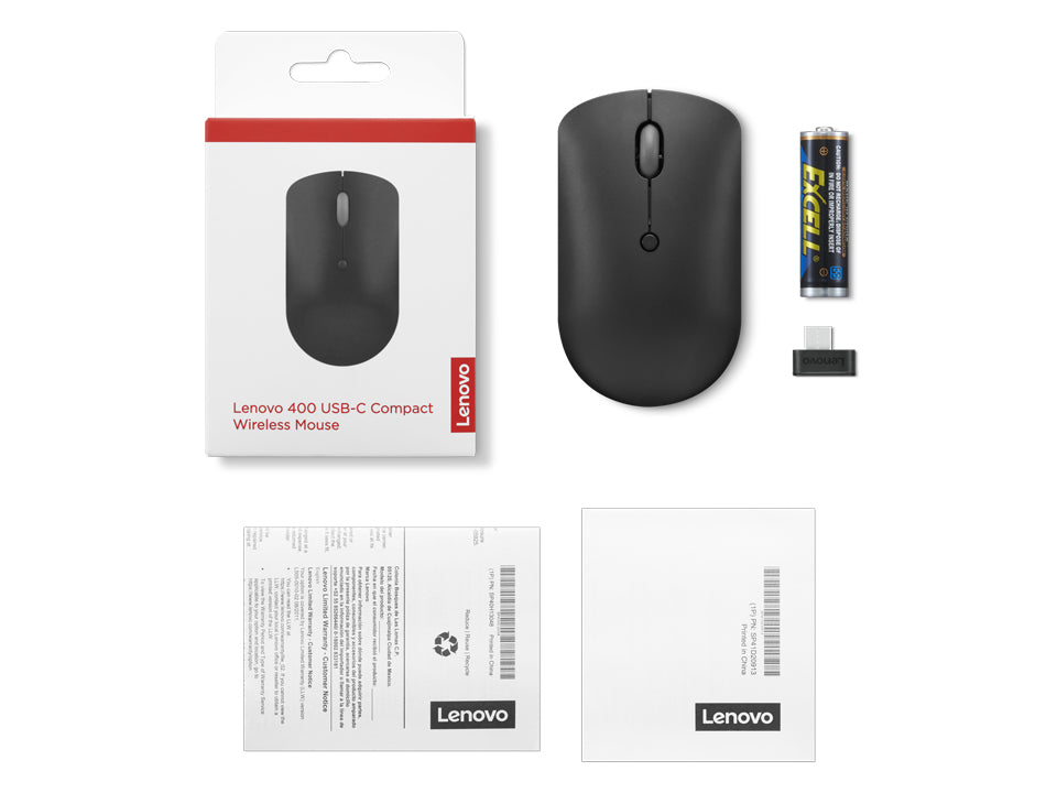 Lenovo Maus wireless - Kompakte Funkmaus mit USB-C-Empfдnger