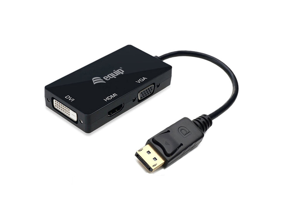 Equip Displayport->HDMI/VGA/DVI Adapter St/Bu        schwarz