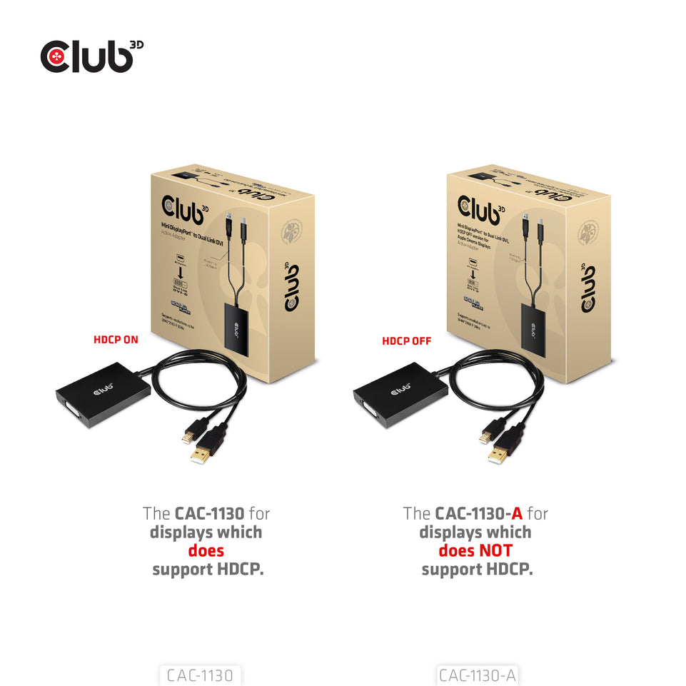 Club3D Adapter MiniDisplayport > DVI DualLink HDCP Off St/Bu ret