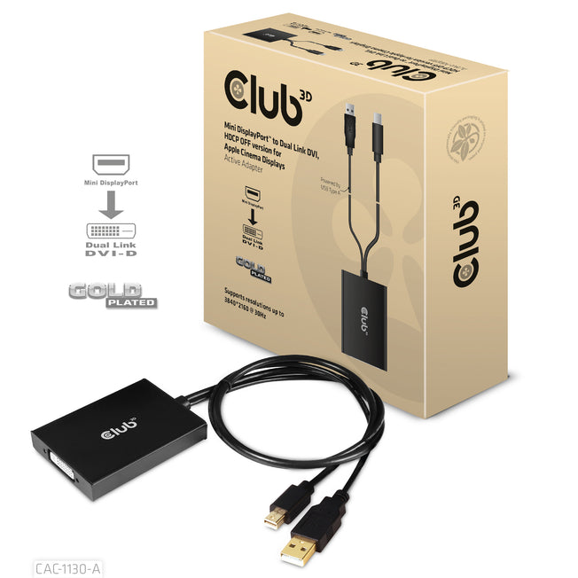 Club3D Adapter MiniDisplayport > DVI DualLink HDCP Off St/Bu ret