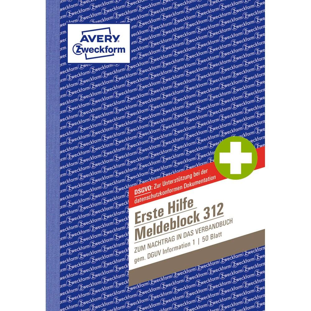 AVERY Zweckform Erste Hilfe Meldeblock Formularbuch 312 - 1 x 50 Blatt