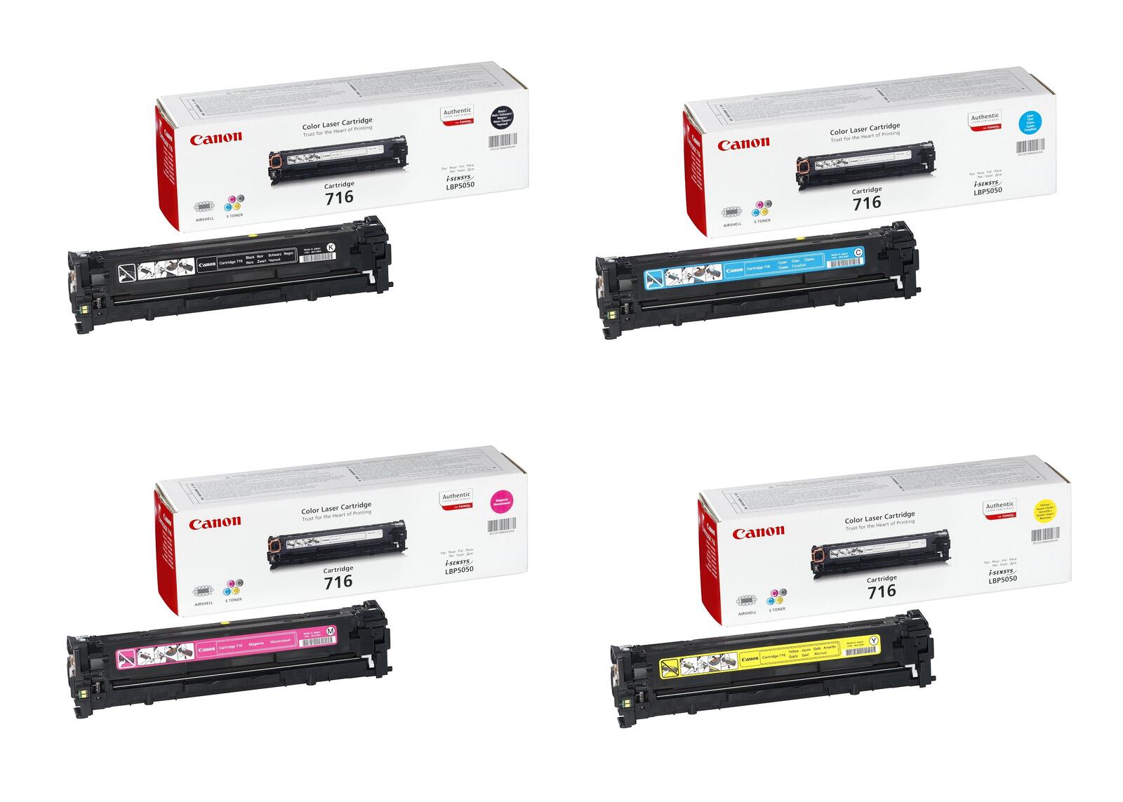 Canon Original Toner 716 4er-Set schwarz, cyan, magenta, gelb (OP1980B002)