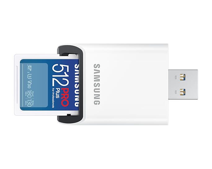 Samsung PRO Plus MB-SD512SB Speicherkarte 512 GB mit USB Kartenleser