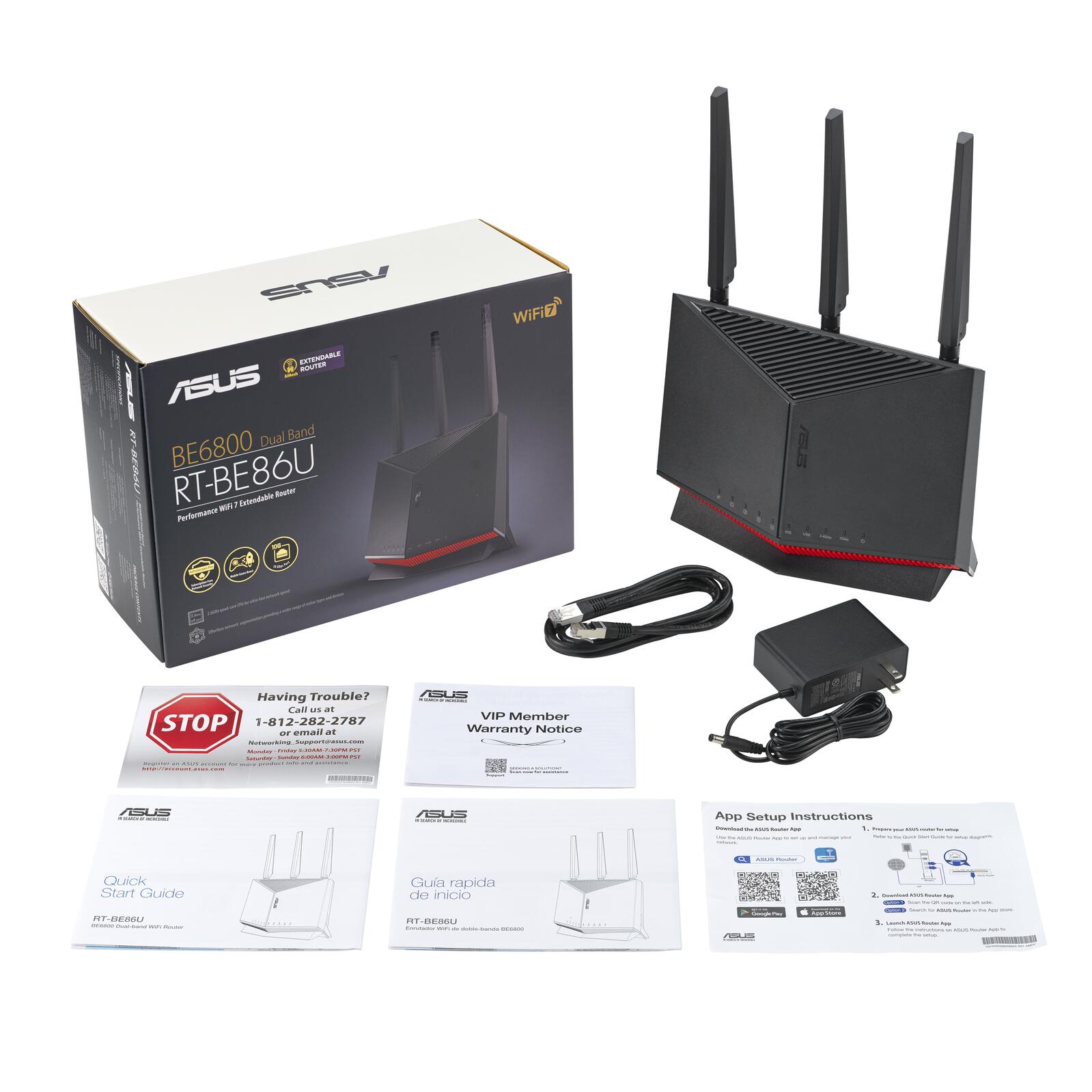 ASUS RT-BE86U BE6800 WiFi 7 Dual Band Gigabit Router (90IG08W0-MO9A0V)