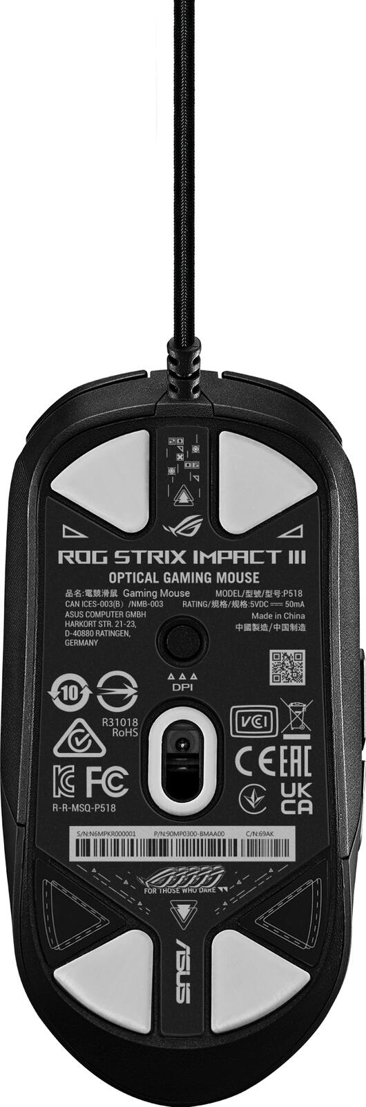 ASUS ROG STRIX Impact III kabelgebundene RBG Gaming Maus, schwarz