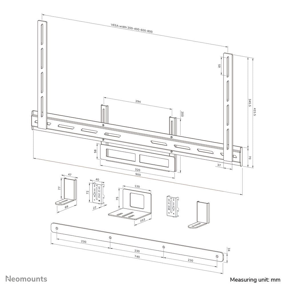 Neomounts AV2-500WH Universal-Videobar-Kit - Weiß
