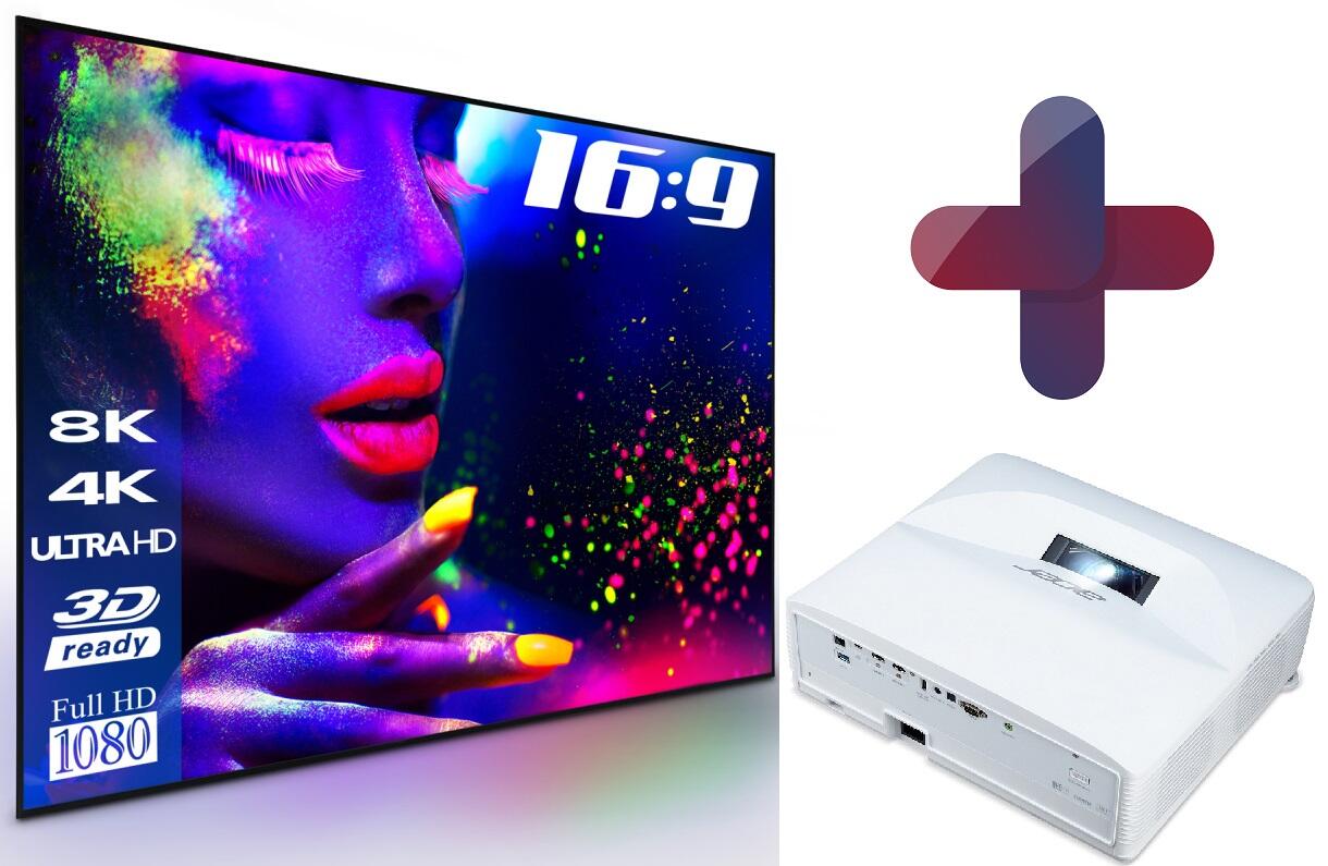 Acer ApexVision L812 Laser Ultrakurzdistanz Beamer 4000 ANSI Lumen + eSmart Expert UKD Rahmen Leinwand 305 cm 120 Zoll