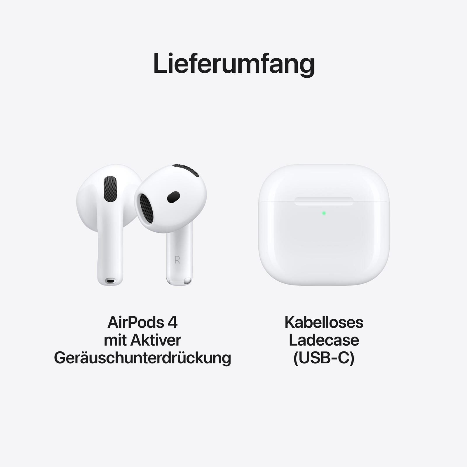 Apple AirPods mit aktiver Geräuschunterdrückung & USB-C Ladecase 4. Generation, weiß