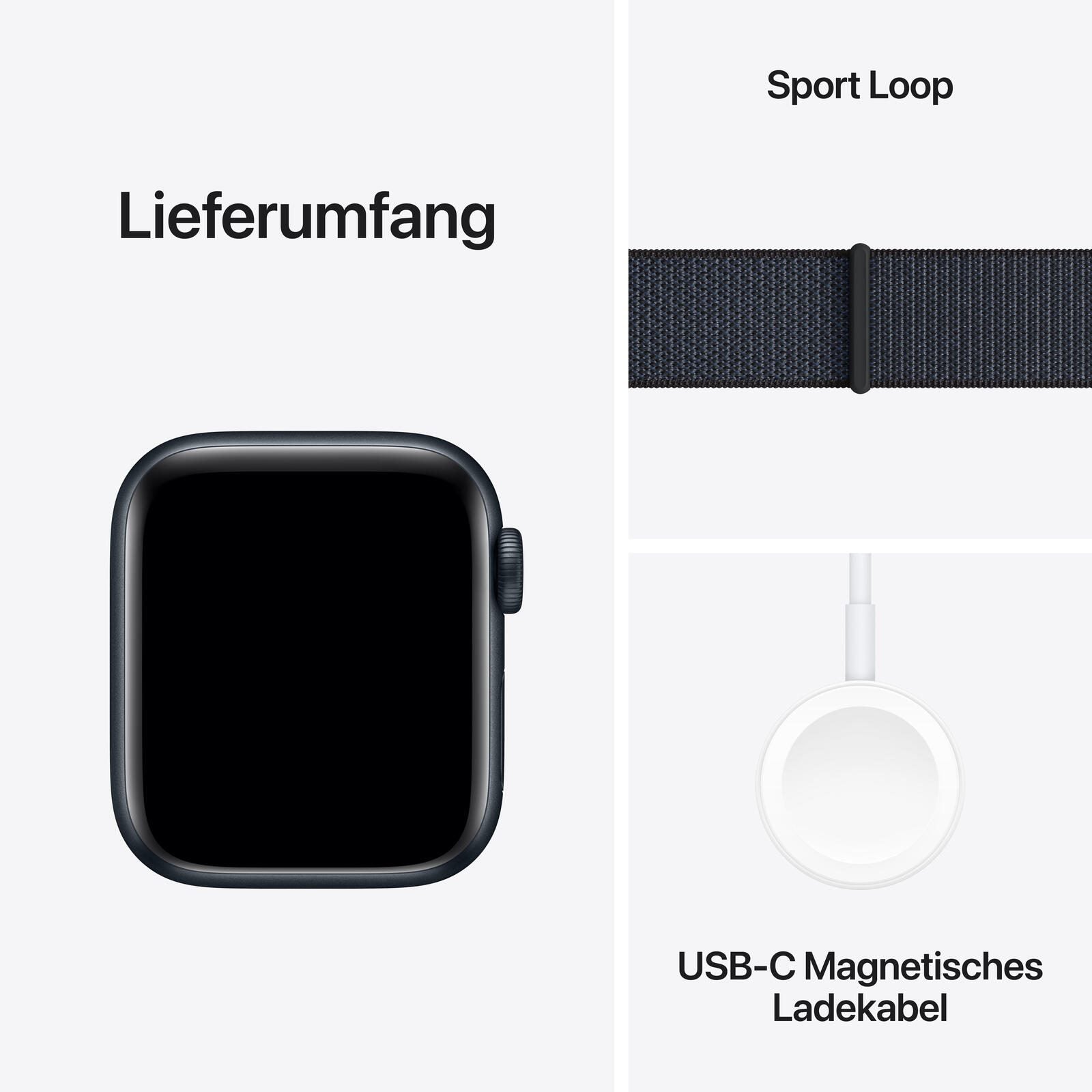 Apple Watch SE (GPS) 40mm Aluminiumgehäuse mitternacht, Sport Loop Armband tinte
