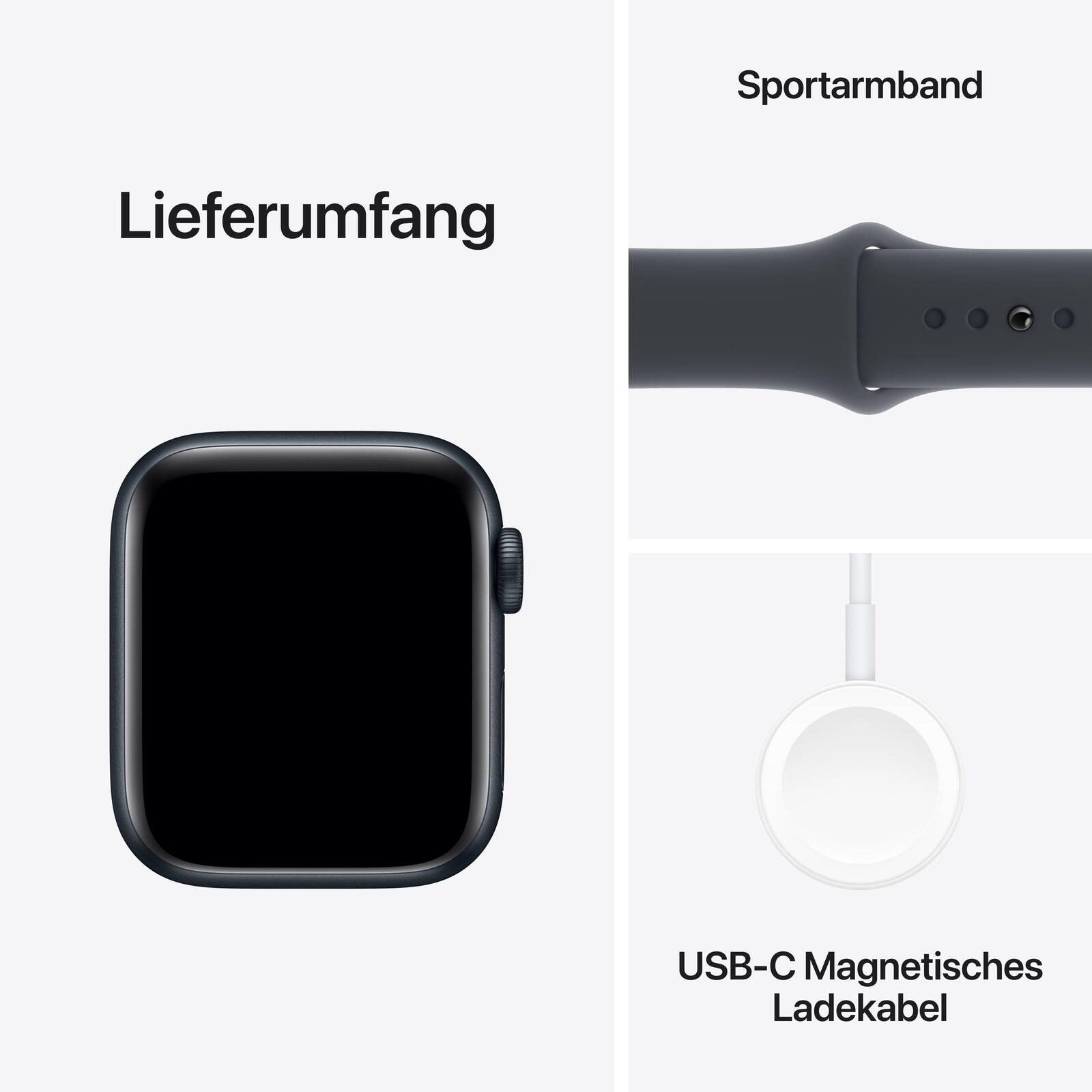 Apple Watch SE (GPS + Cellular) 40mm Aluminiumgehäuse mitternacht, Sportarmband mitternacht (S/M)