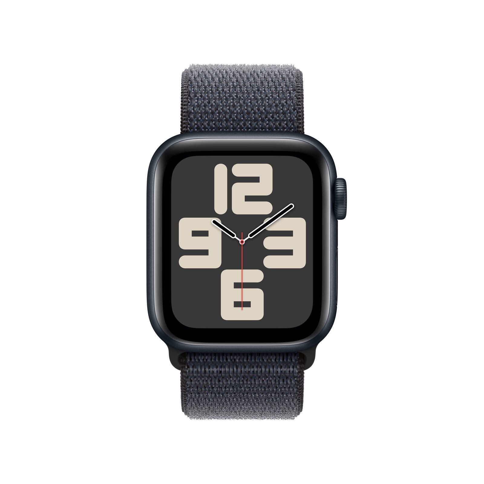 Apple Watch SE (GPS + Cellular) 40mm Aluminiumgehäuse mitternacht, Sport Loop Armband tinte