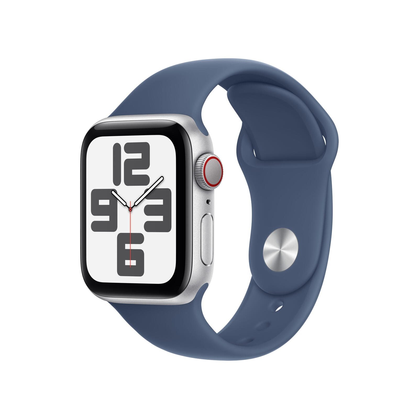 Apple Watch SE (GPS + Cellular) 40mm Aluminiumgehäuse silber, Sportarmband denim (M/L)