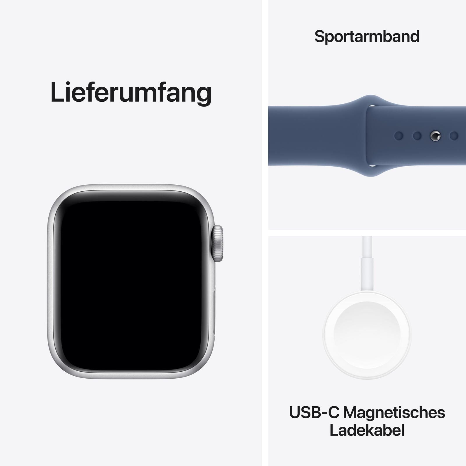 Apple Watch SE (GPS + Cellular) 40mm Aluminiumgehäuse silber, Sportarmband denim (M/L)