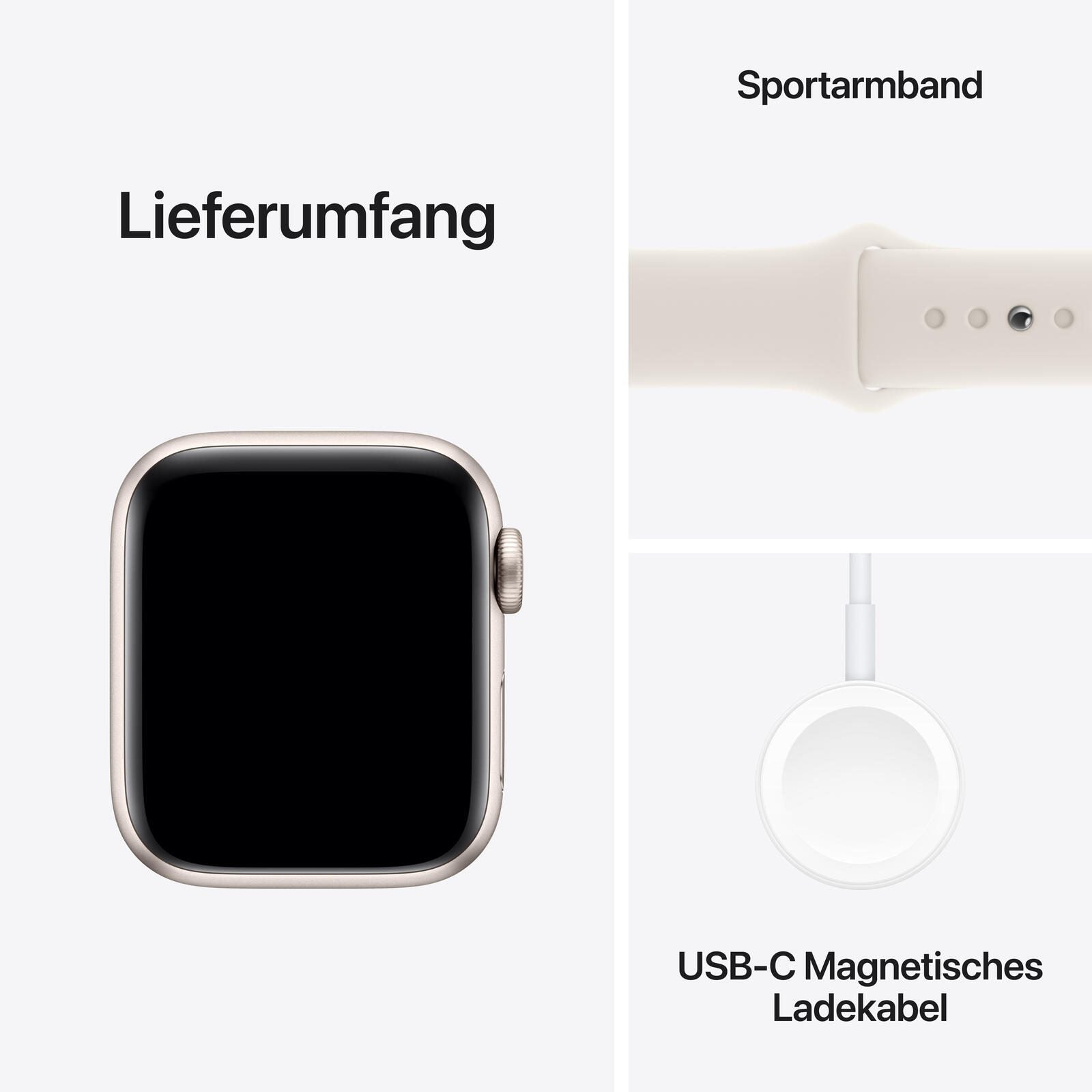 Apple Watch SE (GPS + Cellular) 40mm Aluminiumgehäuse polarstern, Sportarmband polarstern (M/L)