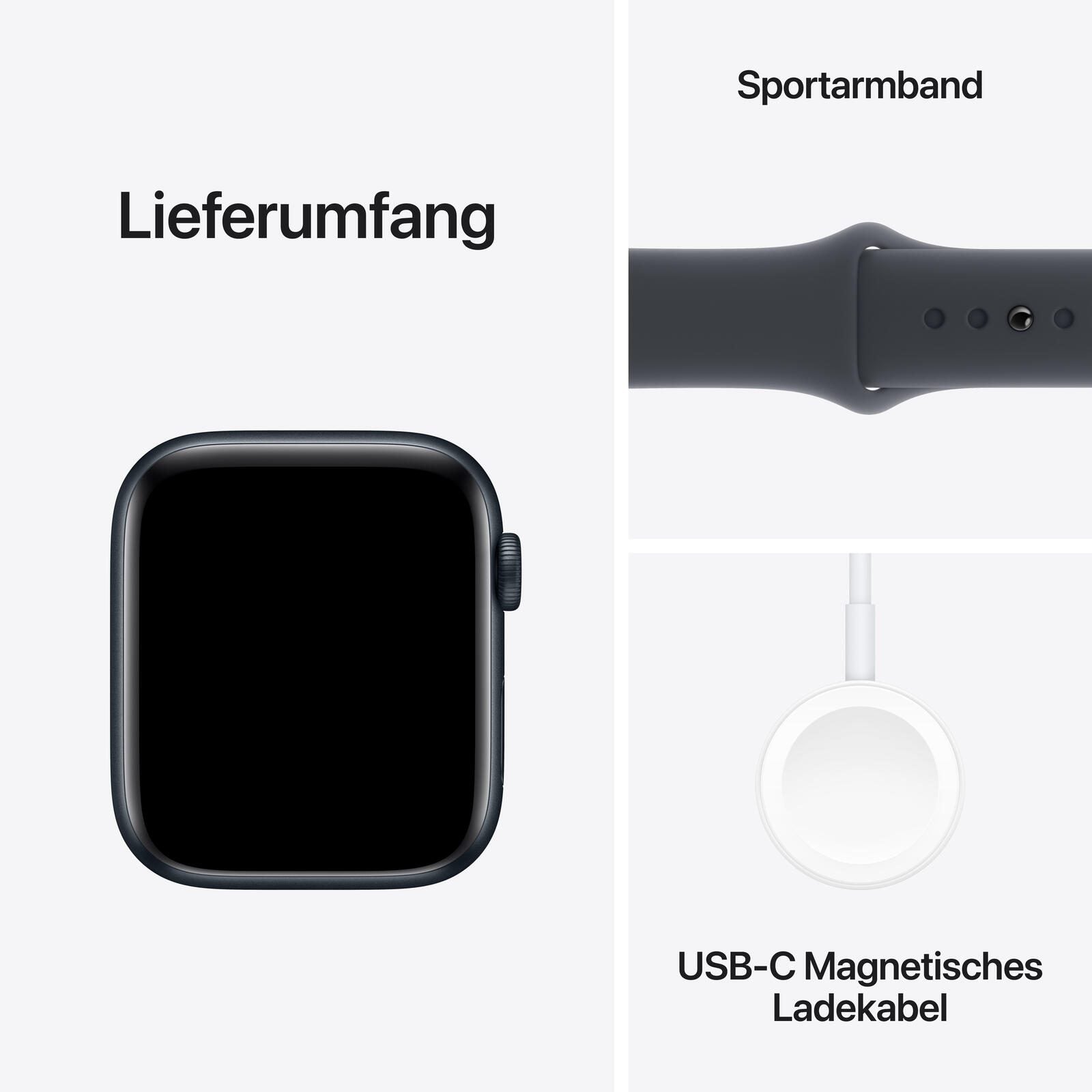 Apple Watch SE (GPS) 44mm Aluminiumgehäuse mitternacht, Sportarmband mitternacht (M/L)