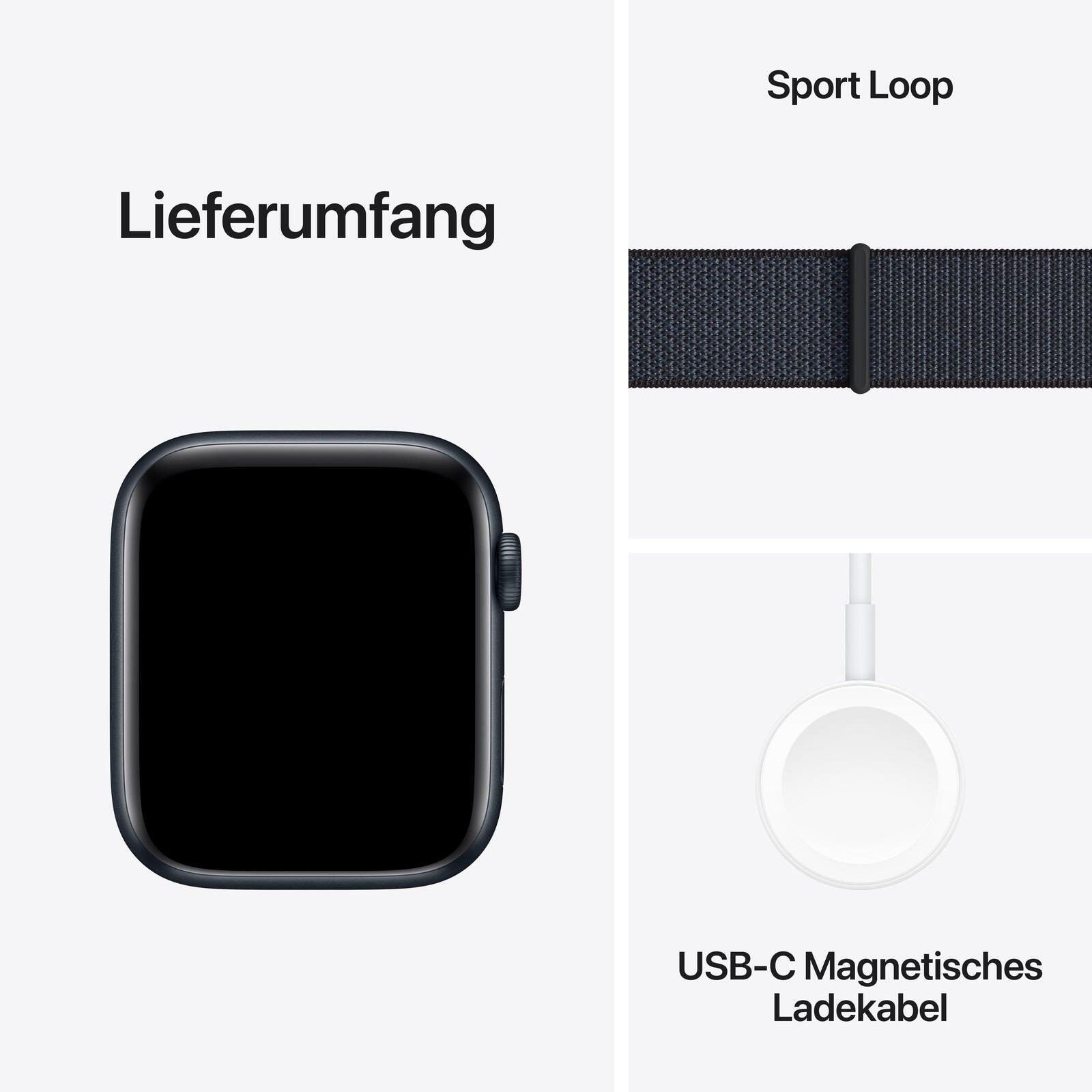 Apple Watch SE (GPS) 44mm Aluminiumgehäuse mitternacht, Sport Loop Armband tinte