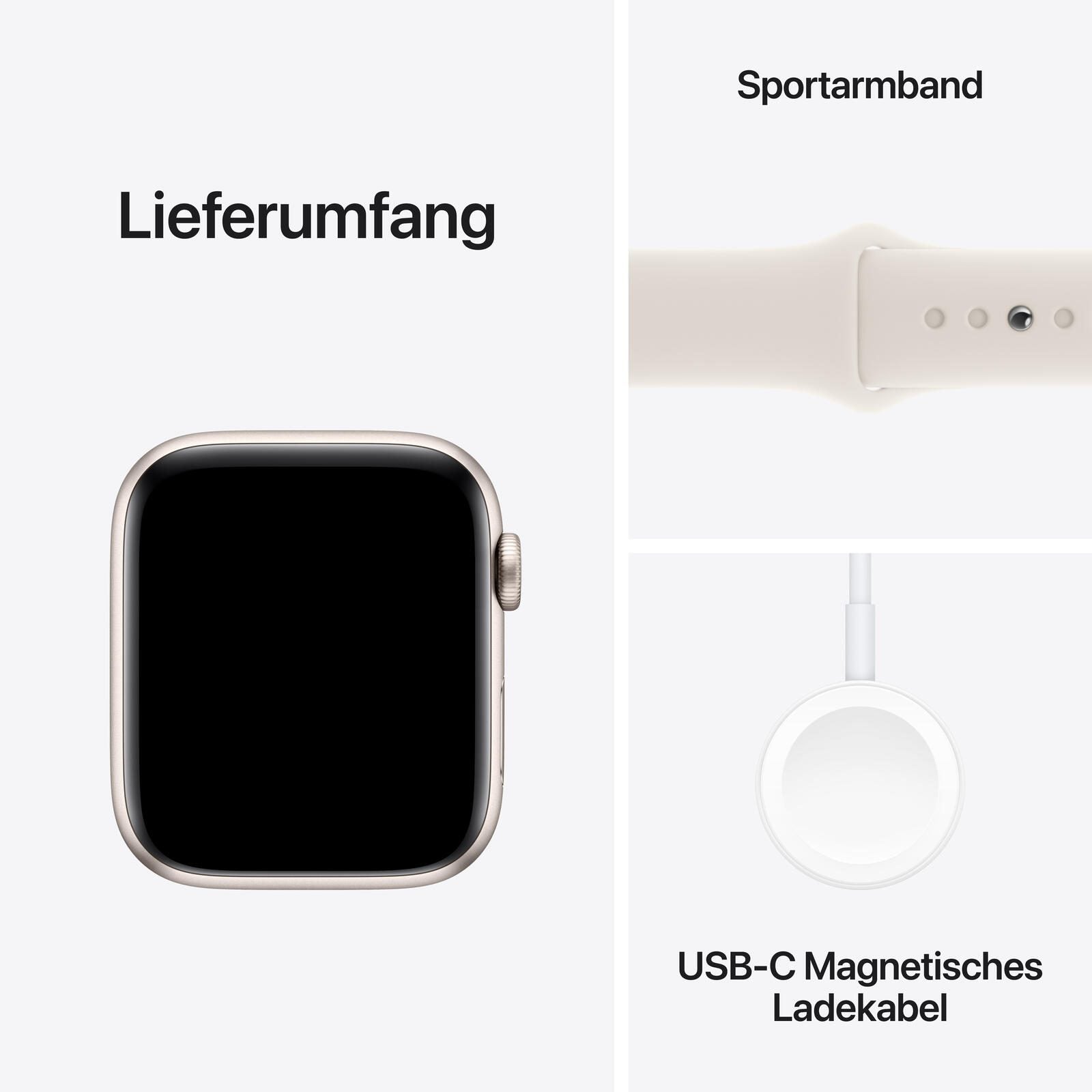 B-WARE Apple Watch SE (GPS) 44mm Aluminiumgehäuse polarstern, Sportarmband polarstern (S/M)