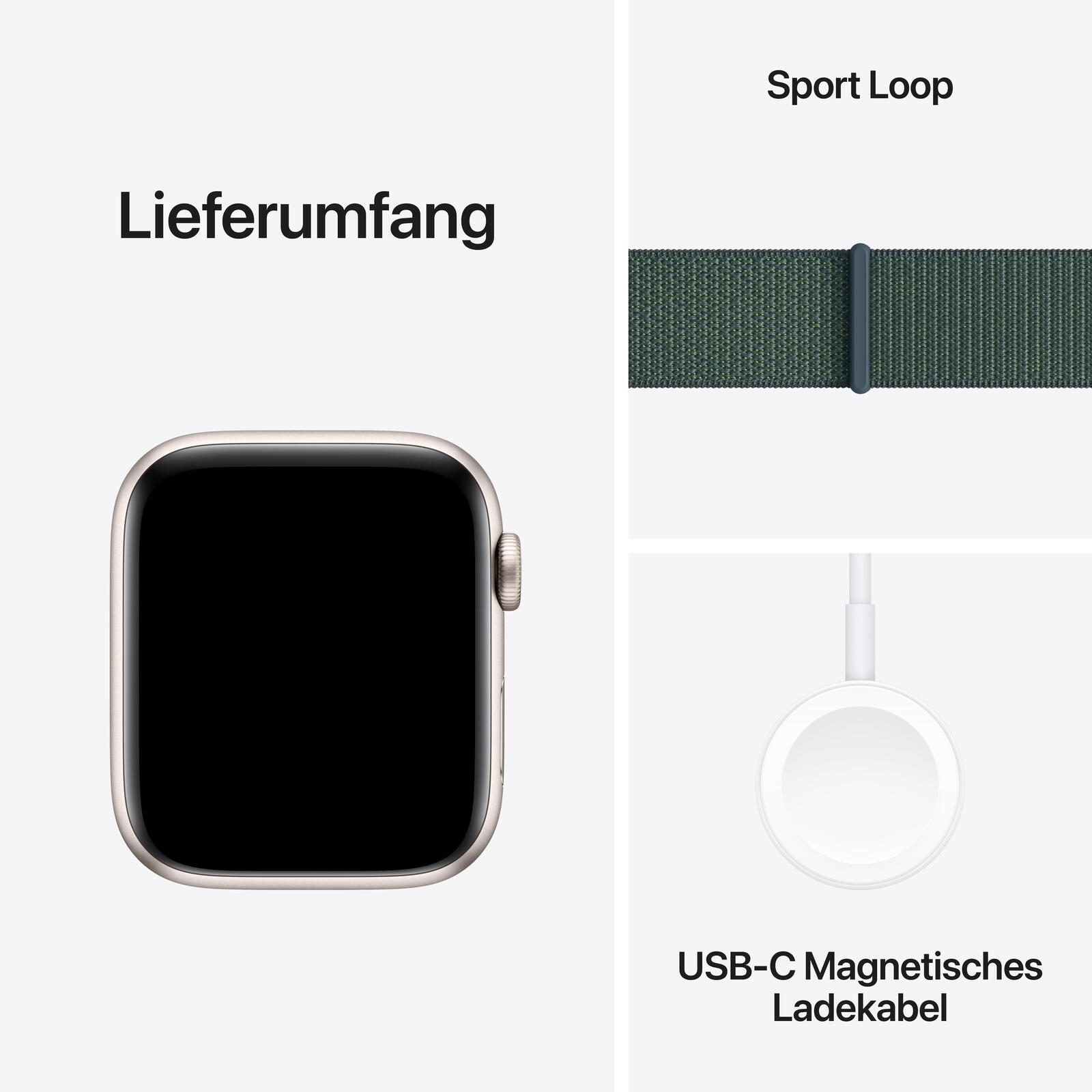 Apple Watch SE (GPS + Cellular) 44mm Aluminiumgehäuse polarstern, Sport Loop Armband seegrün