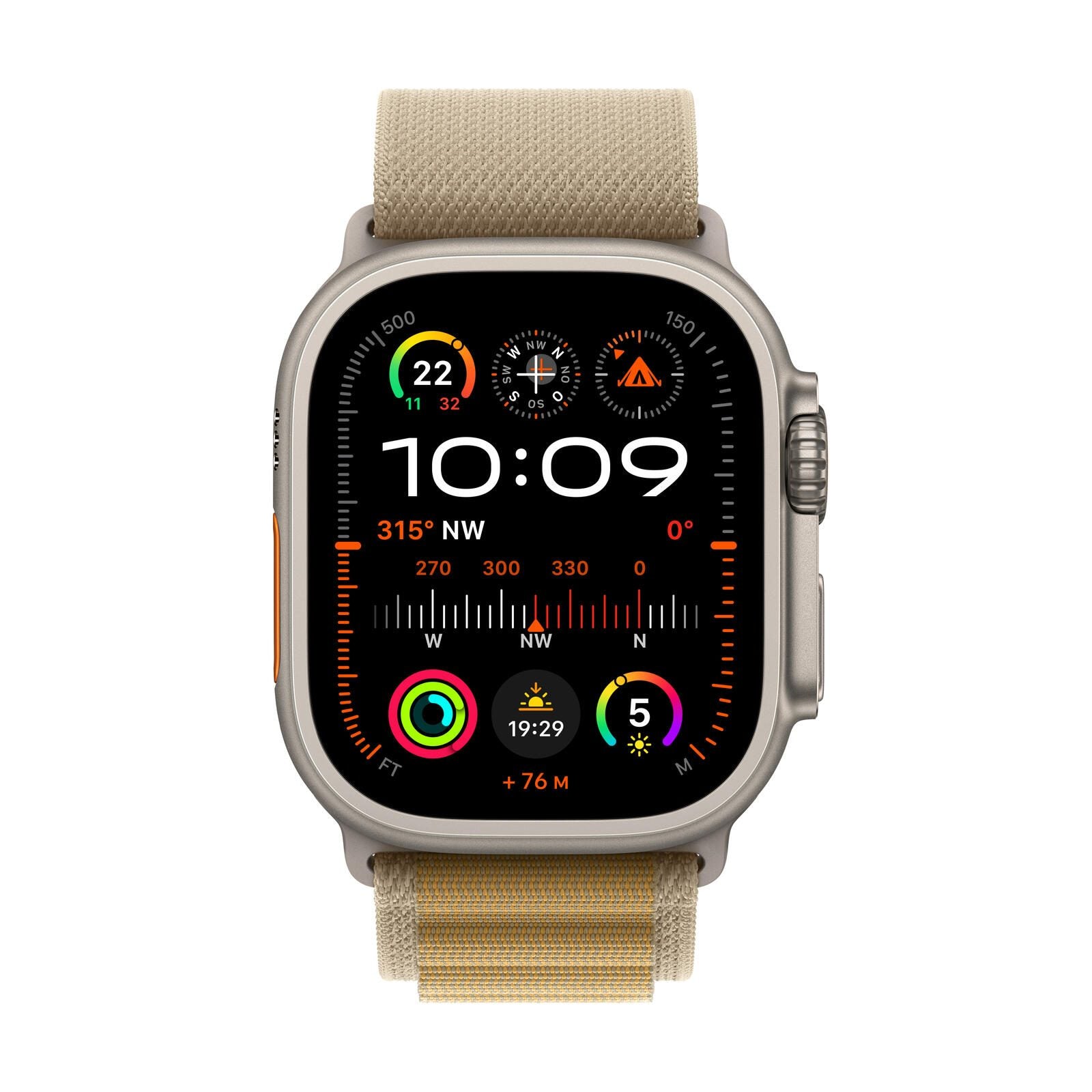 Apple Watch Ultra 2 Titanium (Cellular) 49mm Titaniumgehäuse natur, Armband Alpine Loop mandel (L)