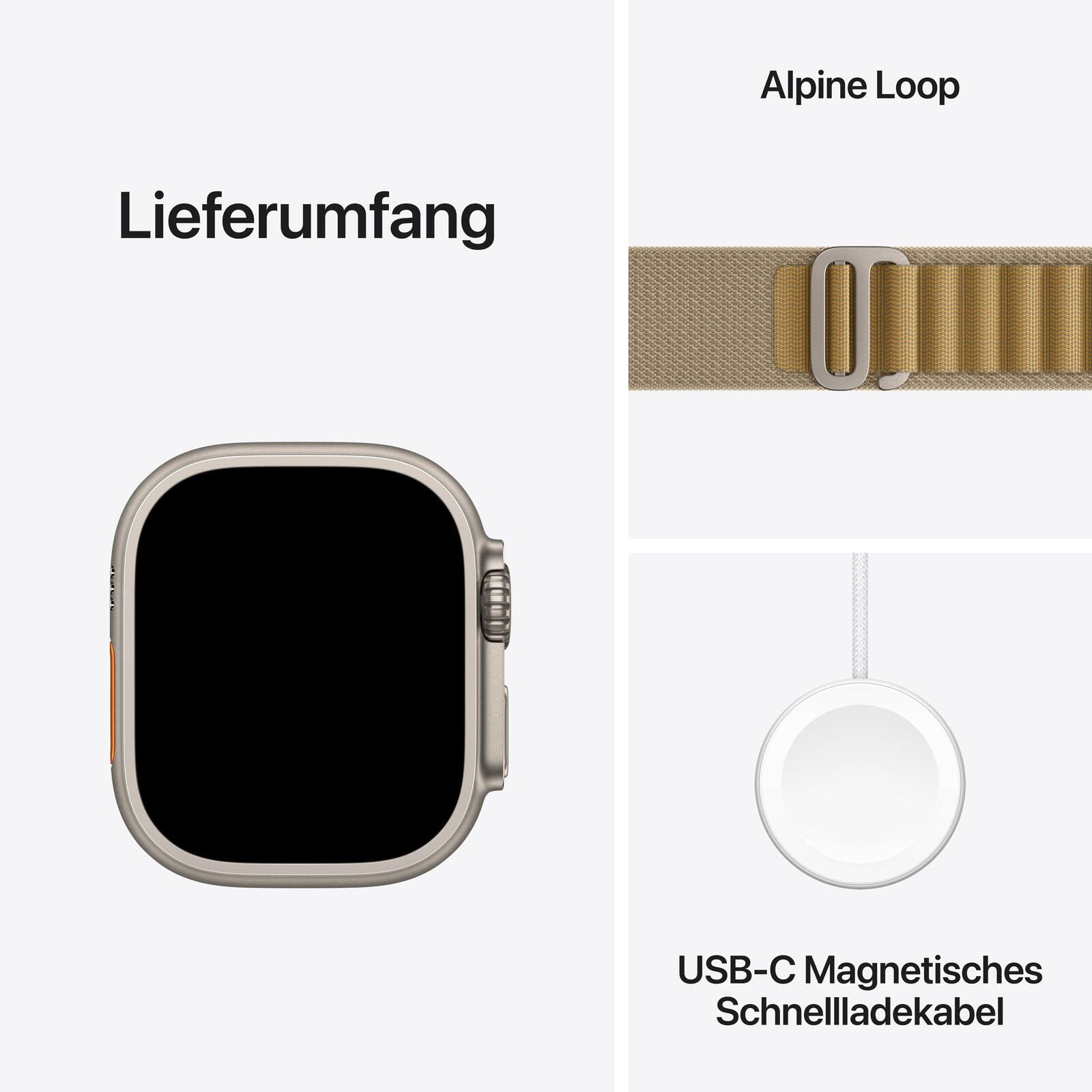 Apple Watch Ultra 2 Titanium (Cellular) 49mm Titaniumgehäuse natur, Armband Alpine Loop mandel (L)