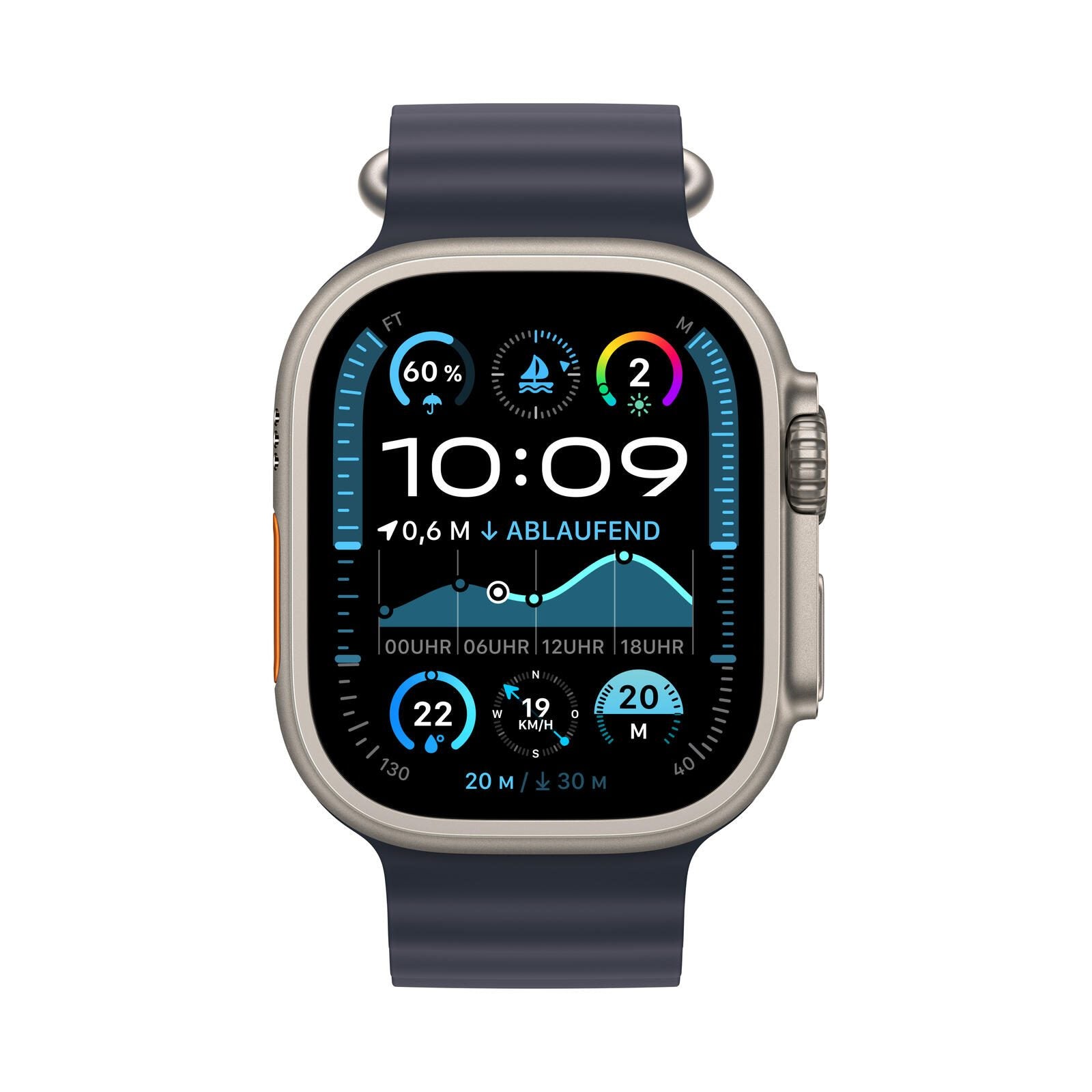 Apple Watch Ultra 2 Titanium (Cellular) 49mm Titaniumgehäuse natur, Ocean Armband marine